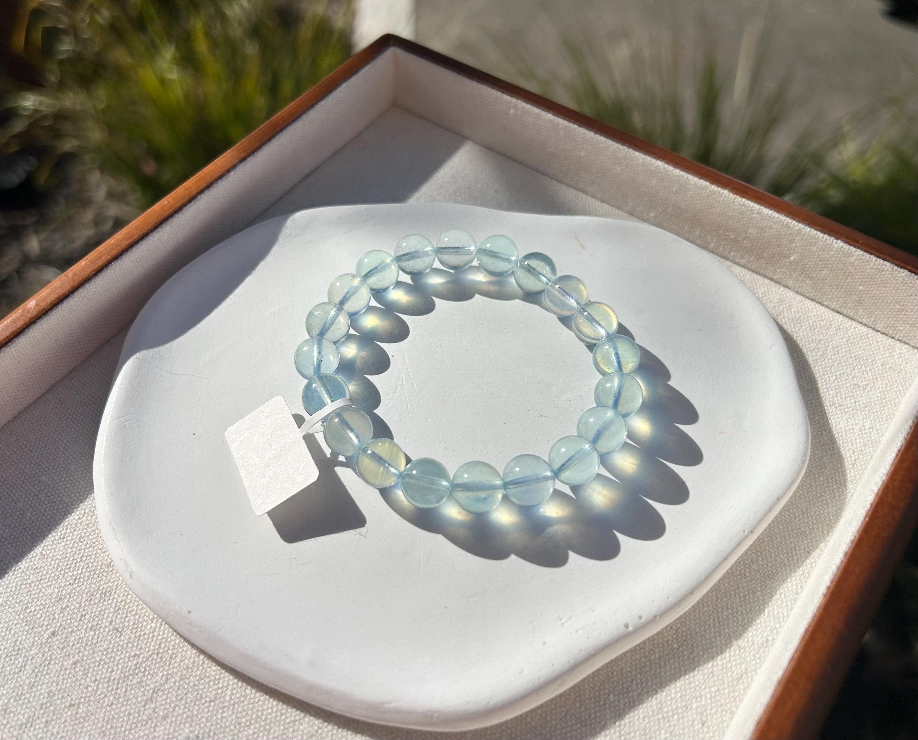 High Clarity Natural Chunky Aquamarine Quartz beads bracelet, 10mm beads, fits up 17cm wrist (26-192)