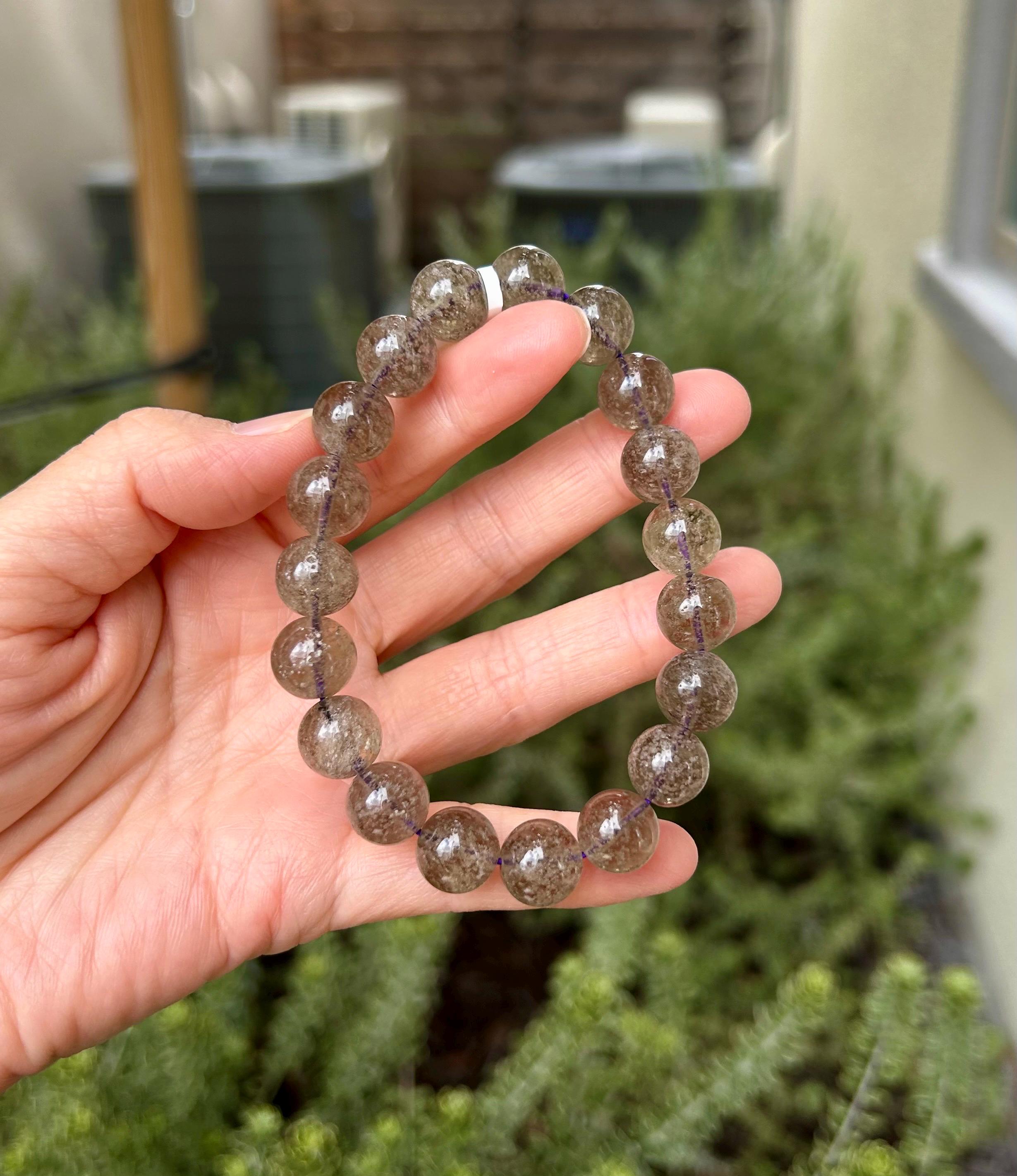 Healing Crystal, High Quality Chunky Libyan Desert Glass Bracelet, Purple Gray Tektite, 11mm+, Fits up to 17cm wrist (26-034)