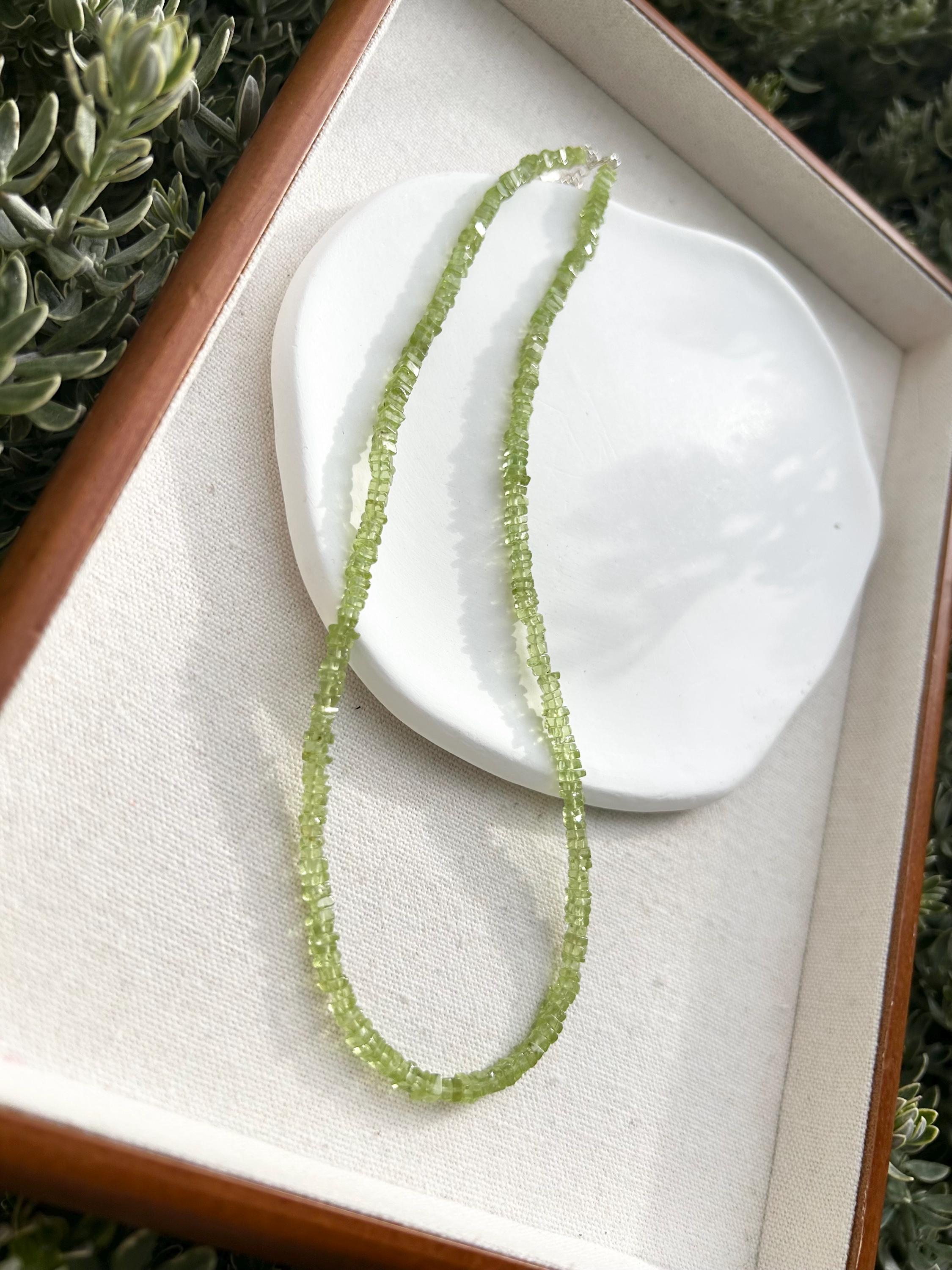 Peridot Necklace with S925 sterling silver accessories - Handmade Jewelry, 42cm long with extra 2cm extension, Gift for Her (26-049)