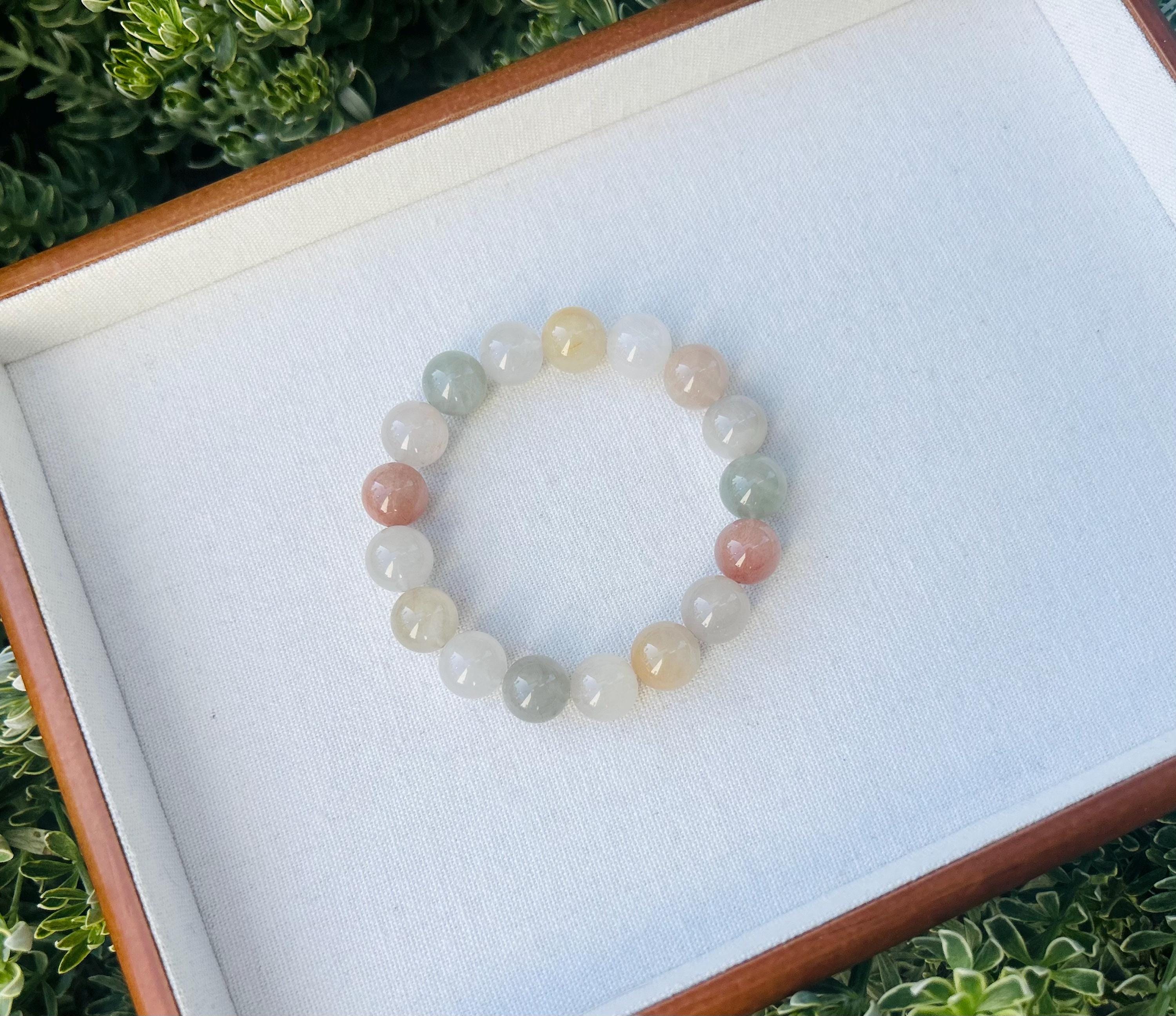 Premium Selected quality light color Rainbow Rabbit Hair Quartz beads bracelet, Multi-color chunky beads bracelet (25-1-017)