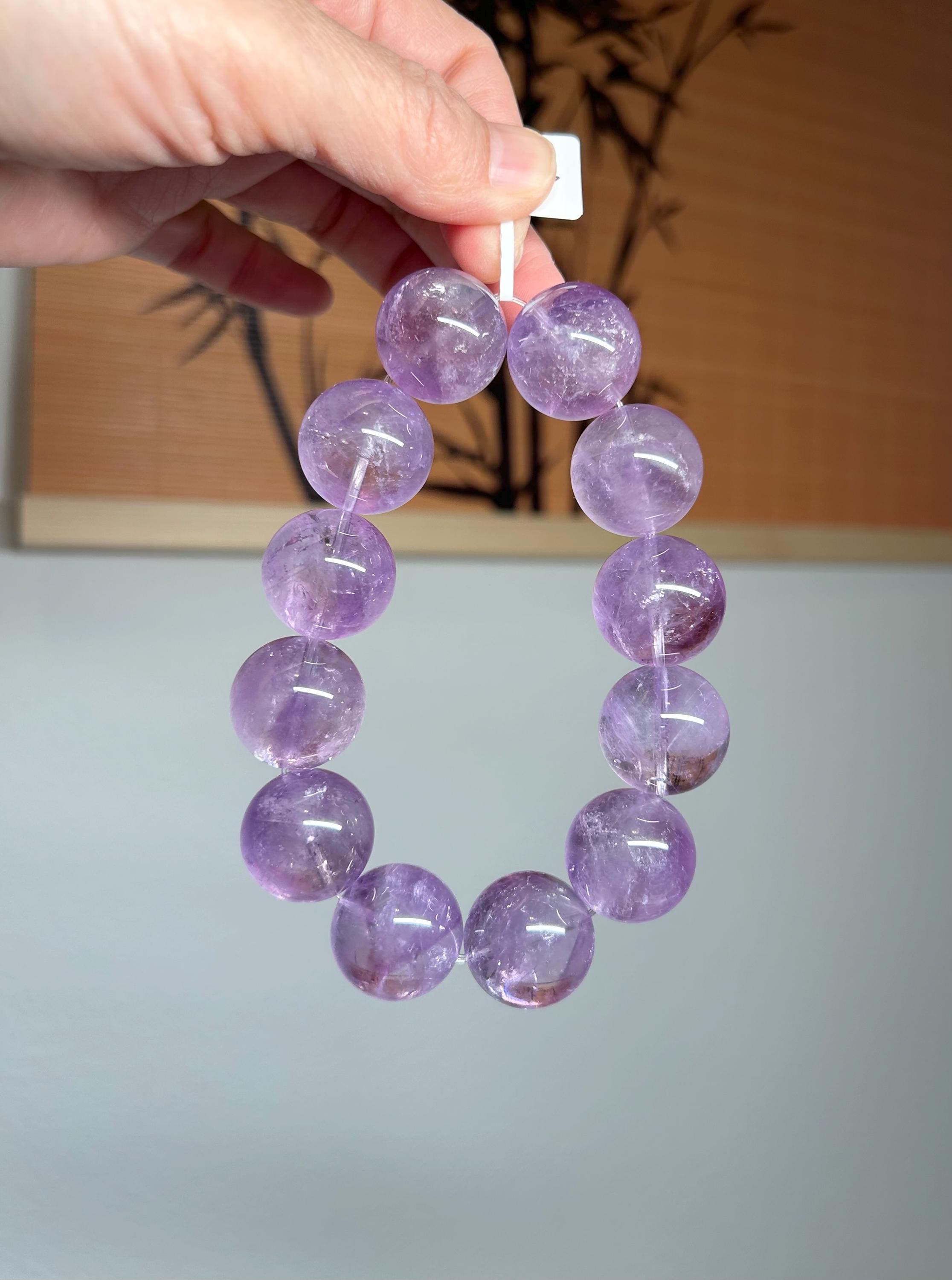 Light purple Natural Chunky Amethyst Beaded Bracelet, 20mm chunky lavender amethyst beads, Healing Stone, Fits up to 18cm wrist)  (26-096)