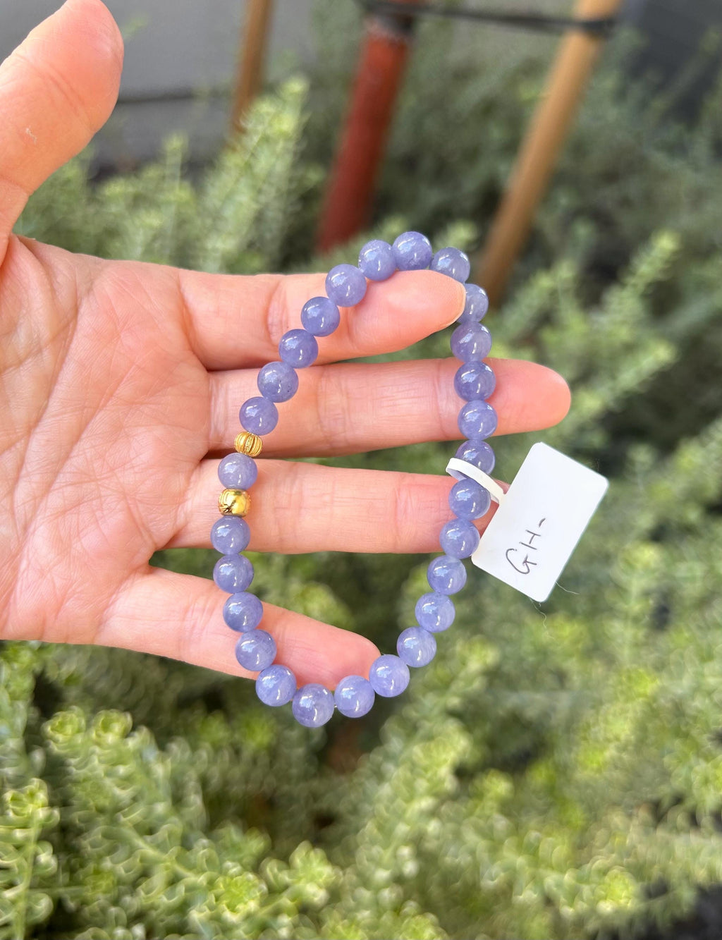 Natural Tanzanite Stretchy Bead Bracelet with pure silver beads, 7mm Tanzanite beads, December Birthstone, fits up to 17cm wrist. GH-037