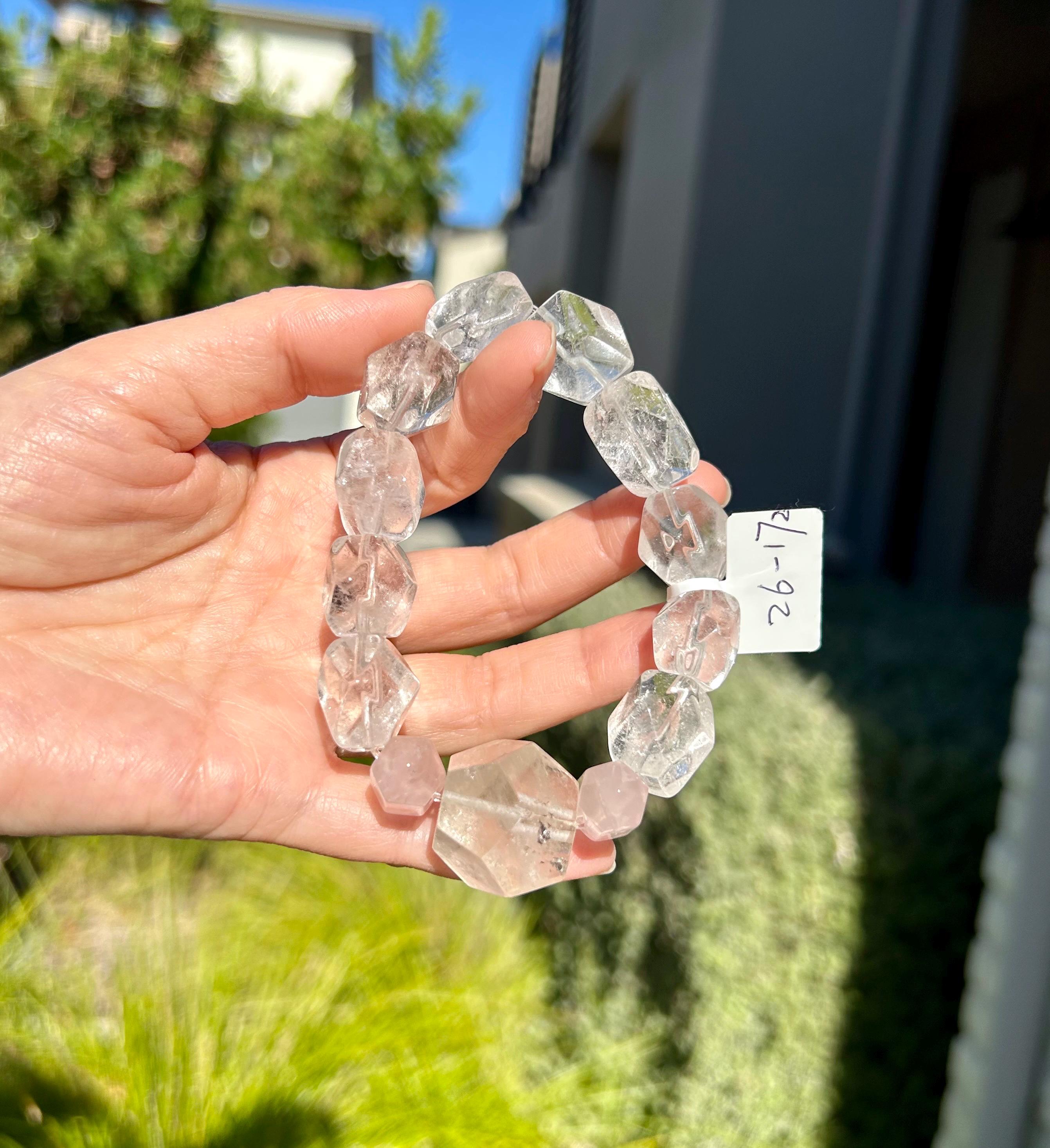 Clear Quartz Crystal Nugget Bracelet, fits up to 16cm wrist (26-172)