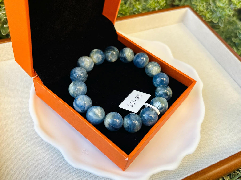 Chunky Blue Kyanite Bracelet: Genuine Green Kyanite Healing Stone, Fits up to 16.8cm  (25-199)