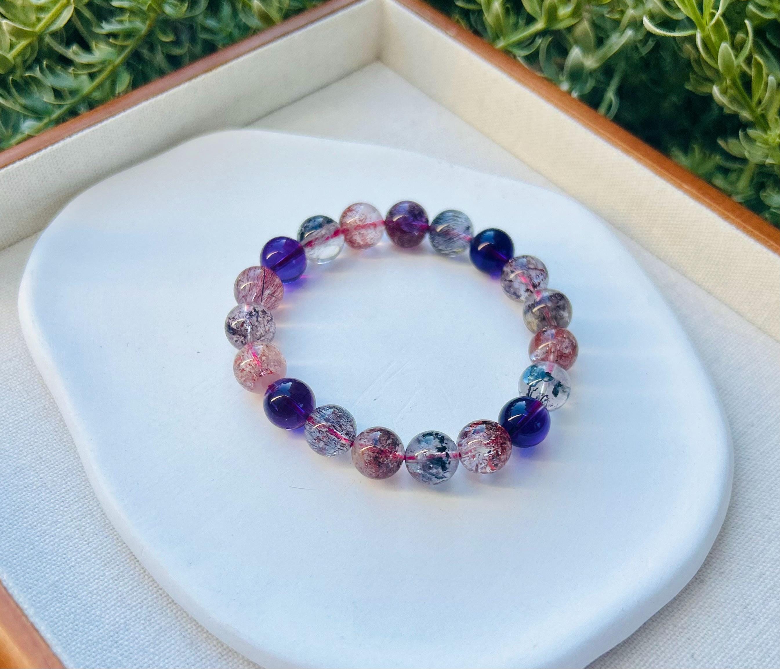 Premium Select, High Grade Super Seven Crystal Bead Bracelet: Abundant Minerals, 10mm, item (GH-001)
