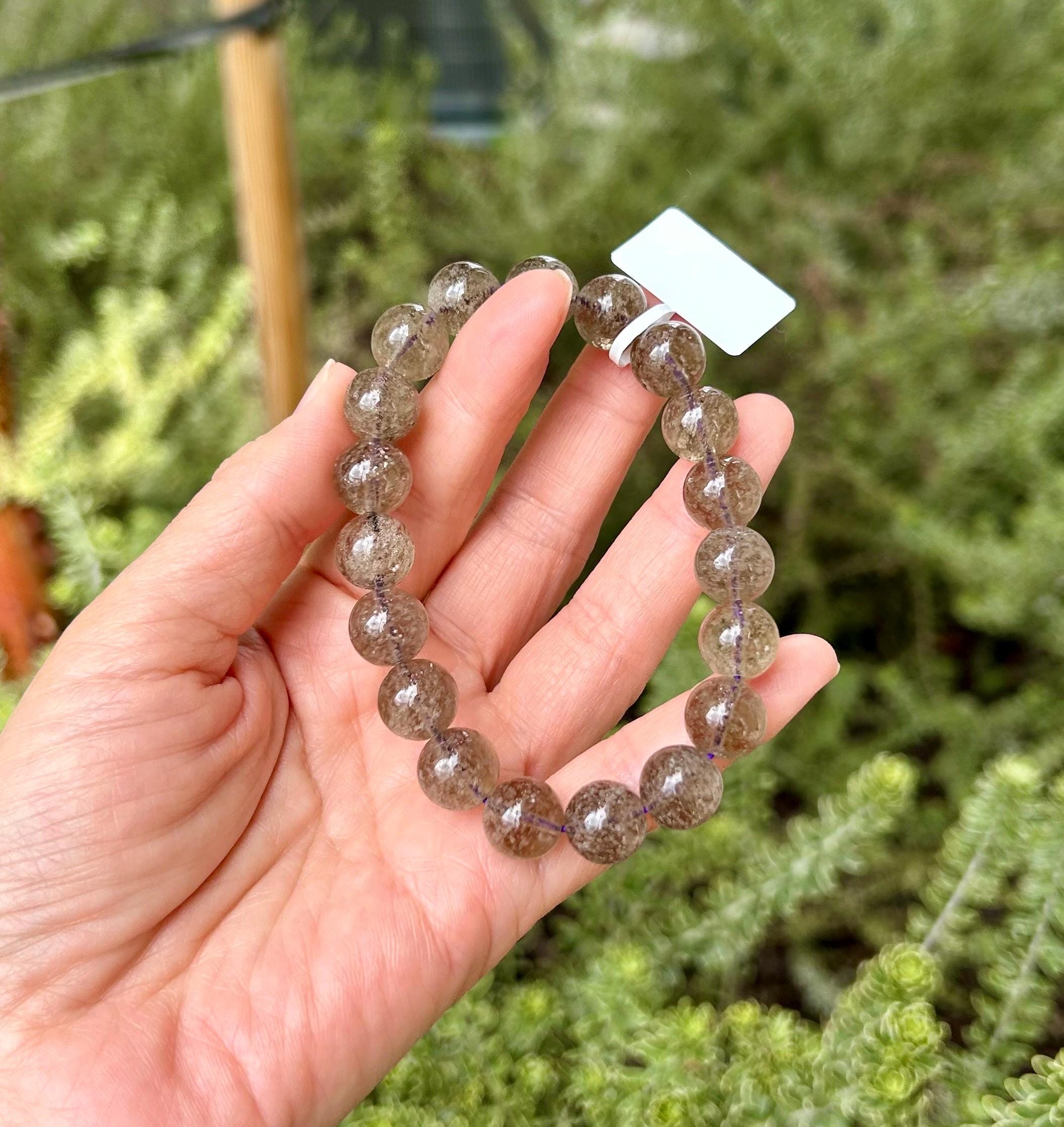 Healing Crystal, High Quality Chunky Libyan Desert Glass Bracelet, Purple Gray Tektite, 11mm+, Fits up to 17cm wrist (26-034)
