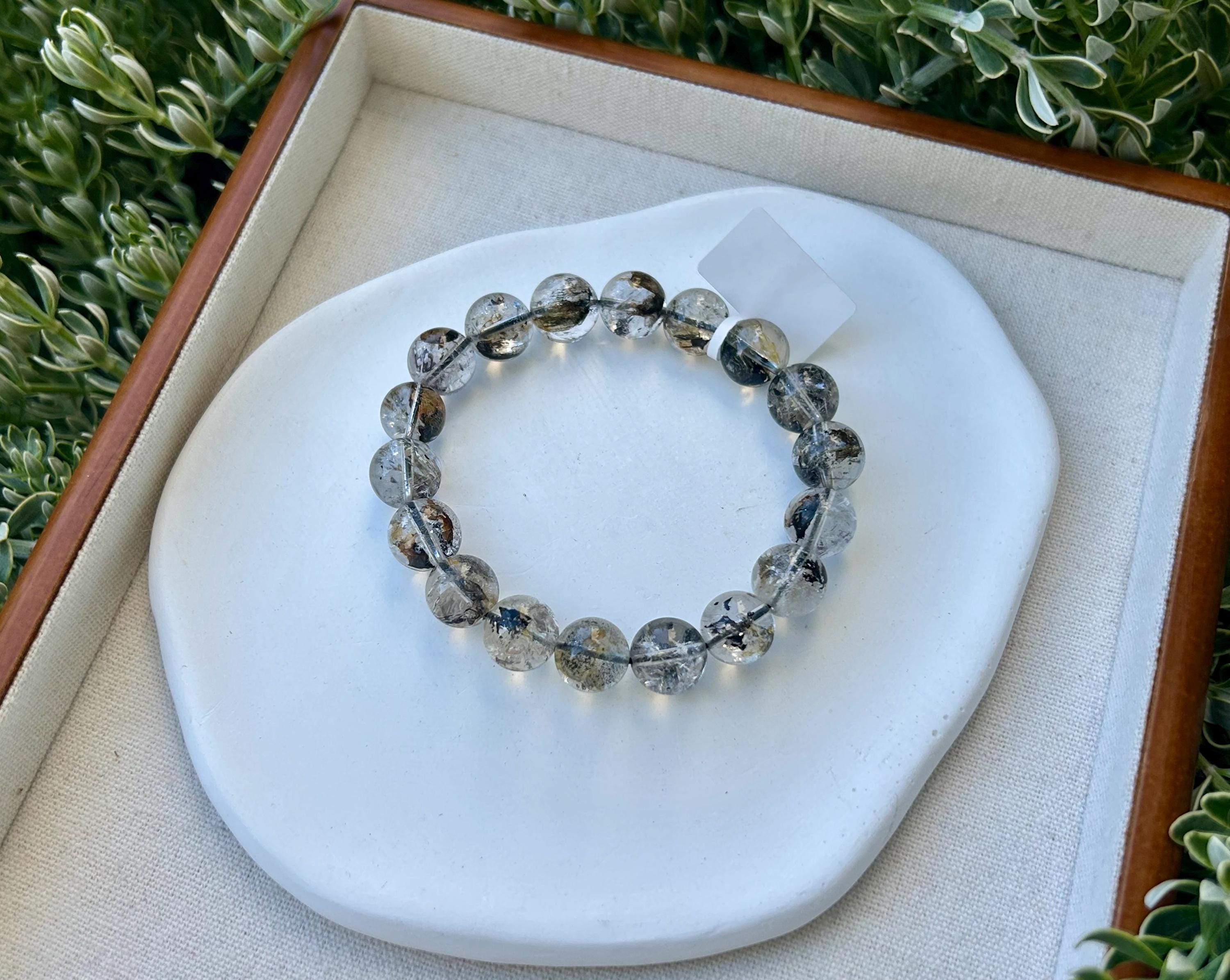Healing Crystal, Herkimer Diamond Crystal beads Bracelet, Raw Golden Clay Quartz, 11.5mm beads, fits up to 17cm wrist (26-086)