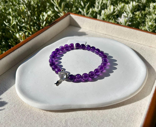 9mm beads Lavender Amethyst Bead Bracelet - fits up to 17cm wrist (26-061)