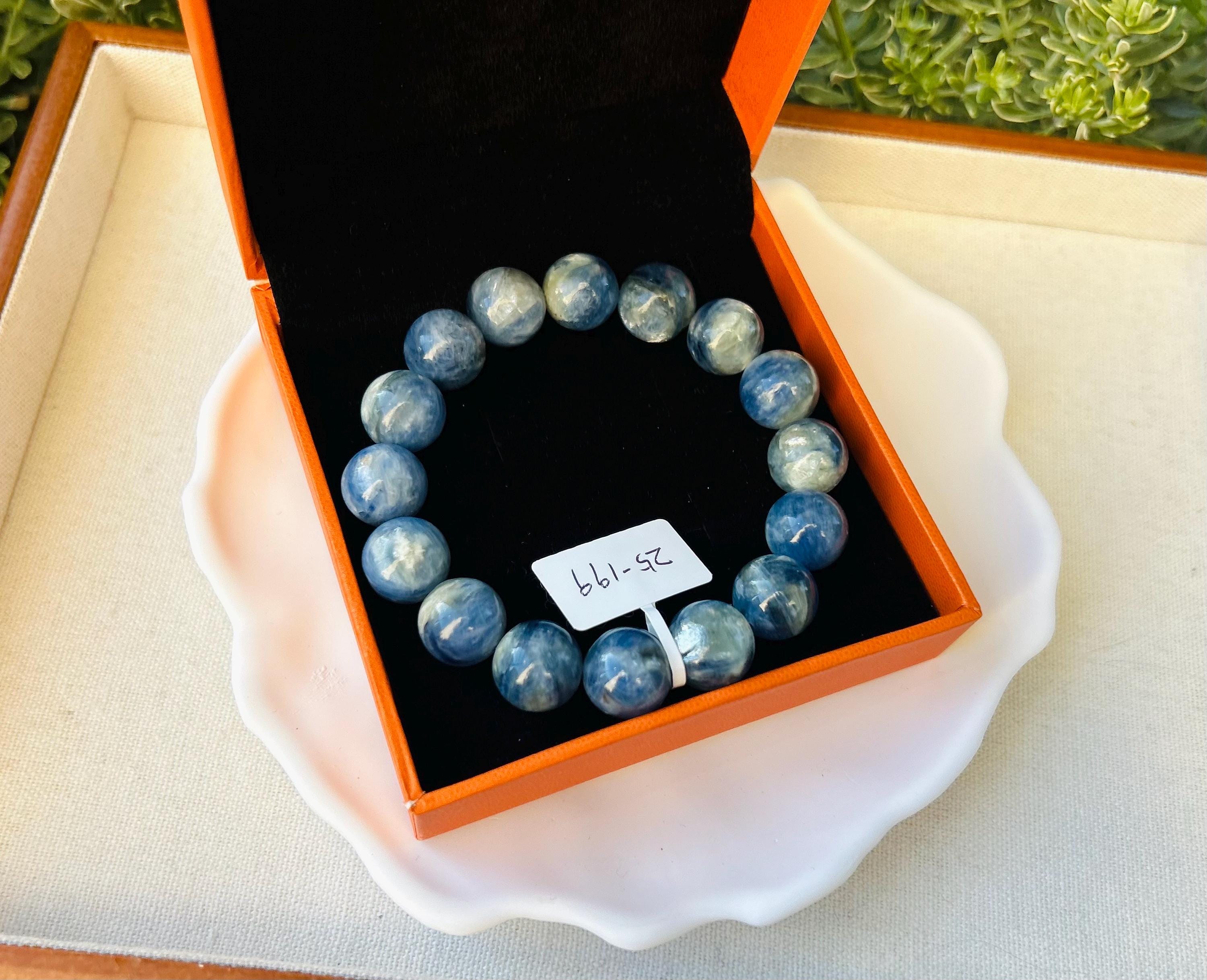 Chunky Blue Kyanite Bracelet: Genuine Green Kyanite Healing Stone, Fits up to 16.8cm  (25-199)