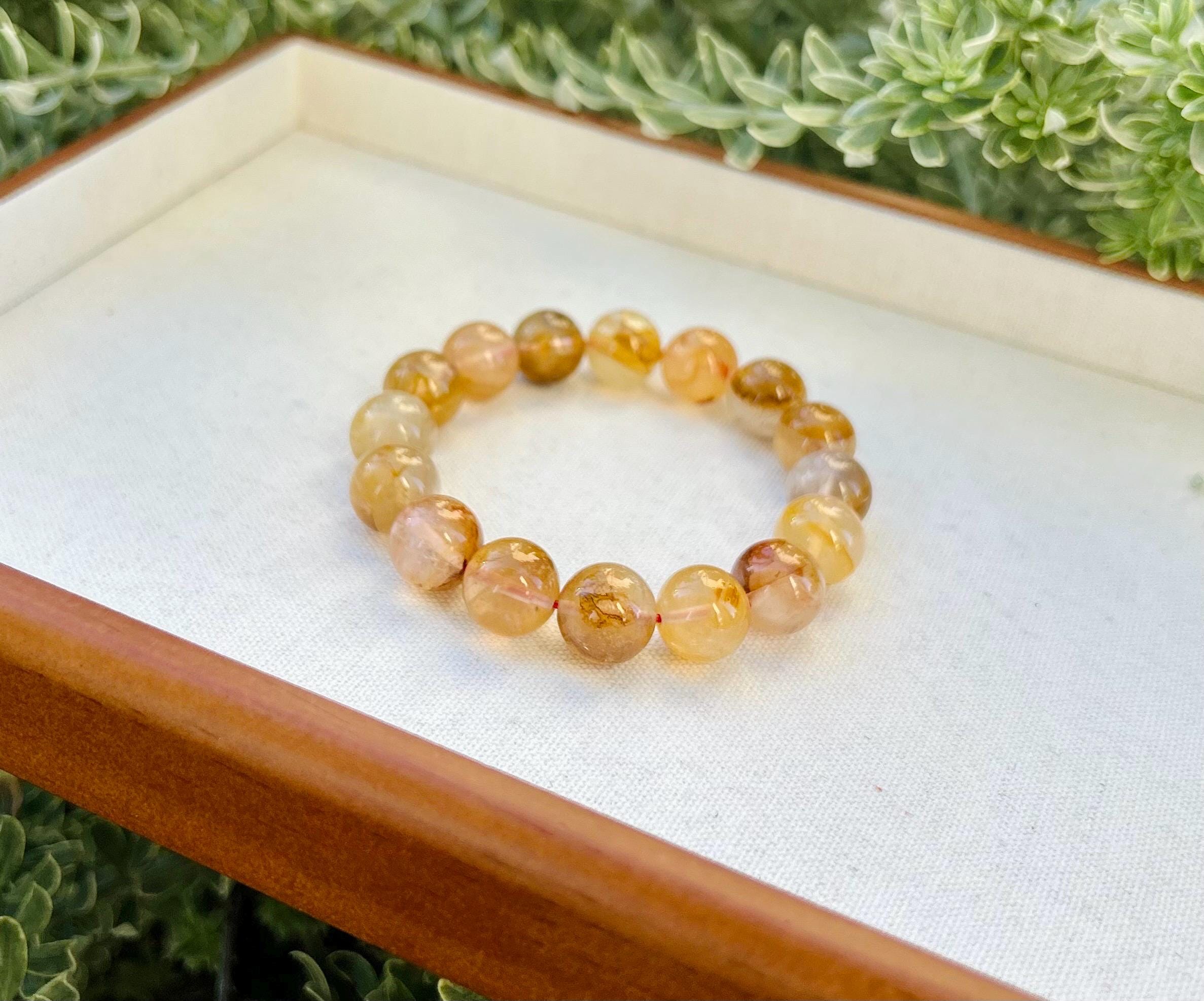 Chunky Hematite Quartz Bead Bracelet: Natural Crystal Jewelry, 13mm, Fits up to 16.8cm (25-072)