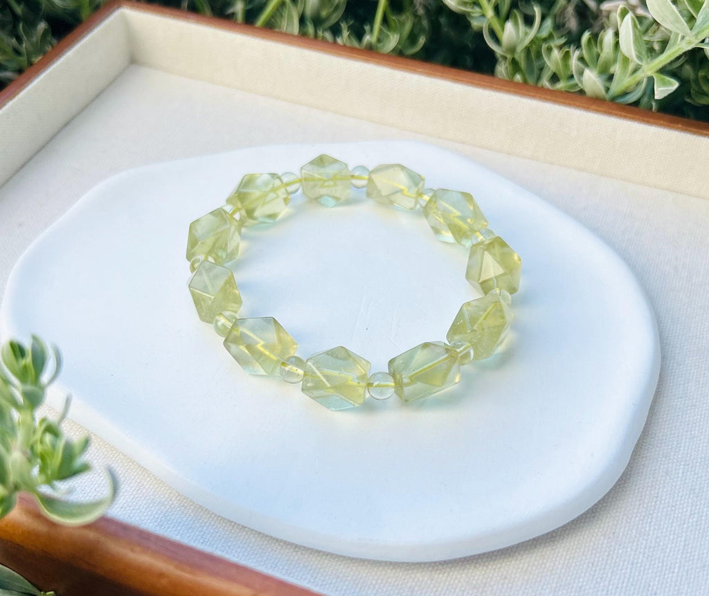 Healing Crystal, Libyan Desert Glass Bead Bracelet, Gold Tektite, Wealth & Prosperity, first to 18cm wrist (GH-017)