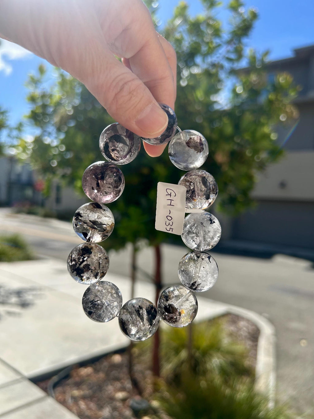 Healing Crystal, Chunky Herkimer Diamond Crystal beads Bracelet, High Frequency Stone, 20mm Herkimer beads, fits up to 18cm wrist (GH-035)