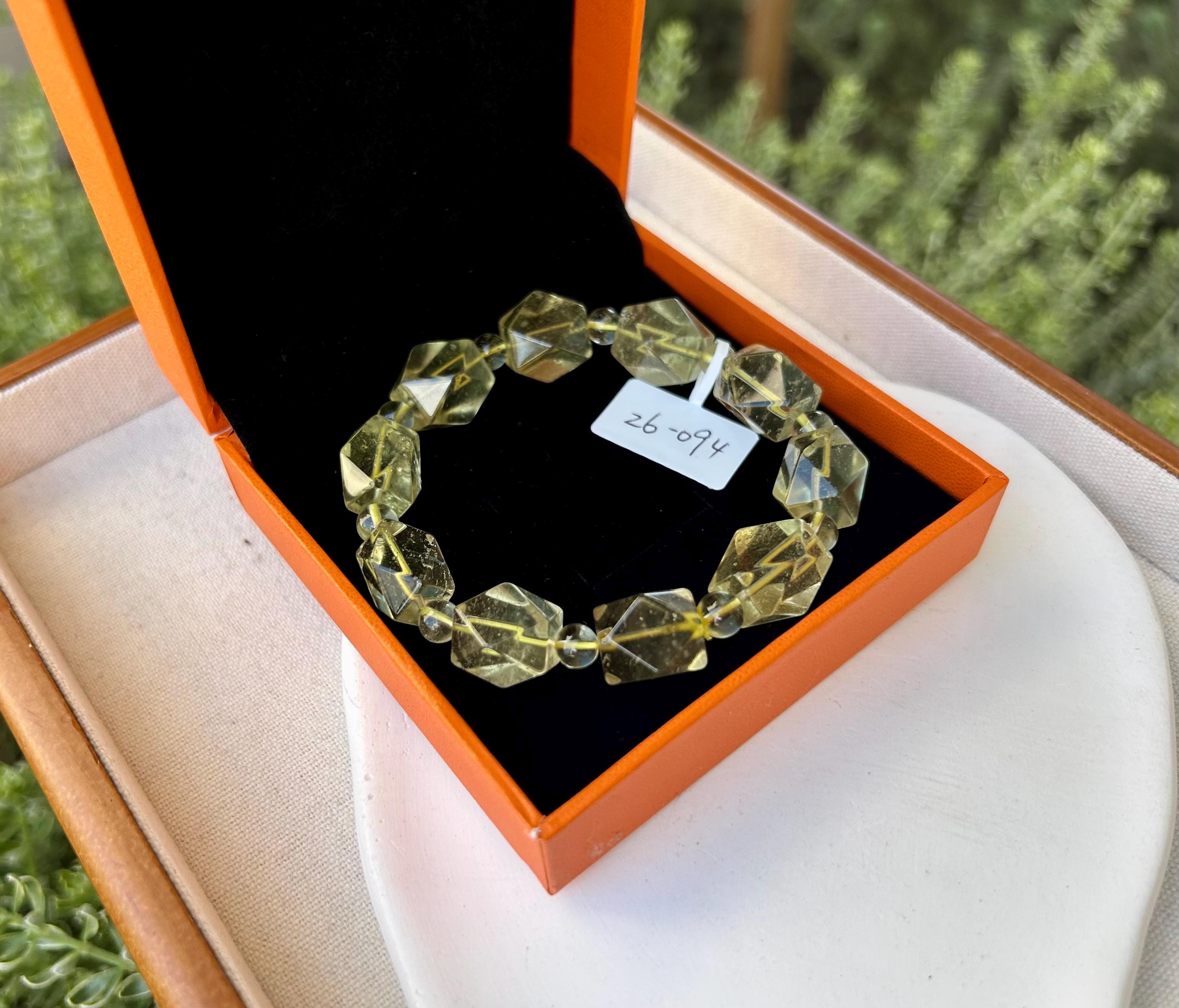 Healing Crystal, Chunky Clean Libyan Desert Glass Bead Bracelet, Gold Tektite, Wealth & Prosperity, first to 17cm wrist (26-094)