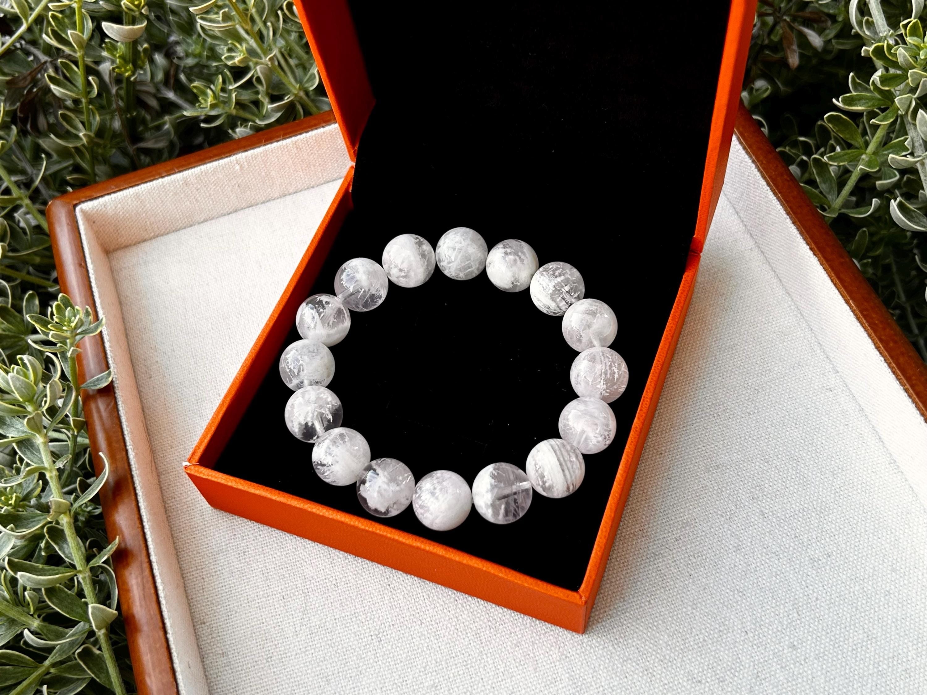 High Quality Snowflake Phantom Crystal Bracelet: Chunky Natural Gemstone Beads, 12.5mm+ beads, fits up to 16.5cm wrist (25-105)