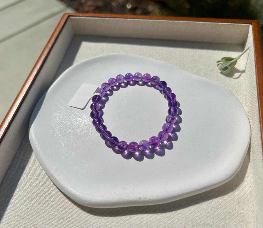Premium select super clean Amethyst Nugget cut Bead Bracelet: Crystal Gemstone Jewelry, fits up to 16.5cm wrist (26-138)