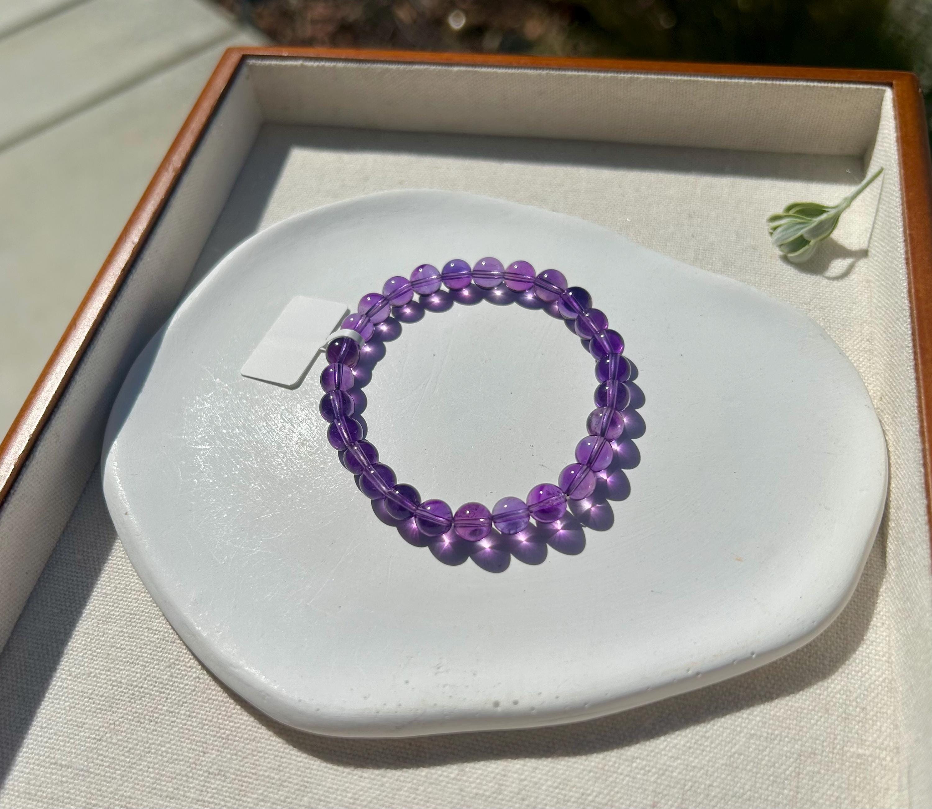 Premium select super clean Amethyst Nugget cut Bead Bracelet: Crystal Gemstone Jewelry, fits up to 16.5cm wrist (26-138)