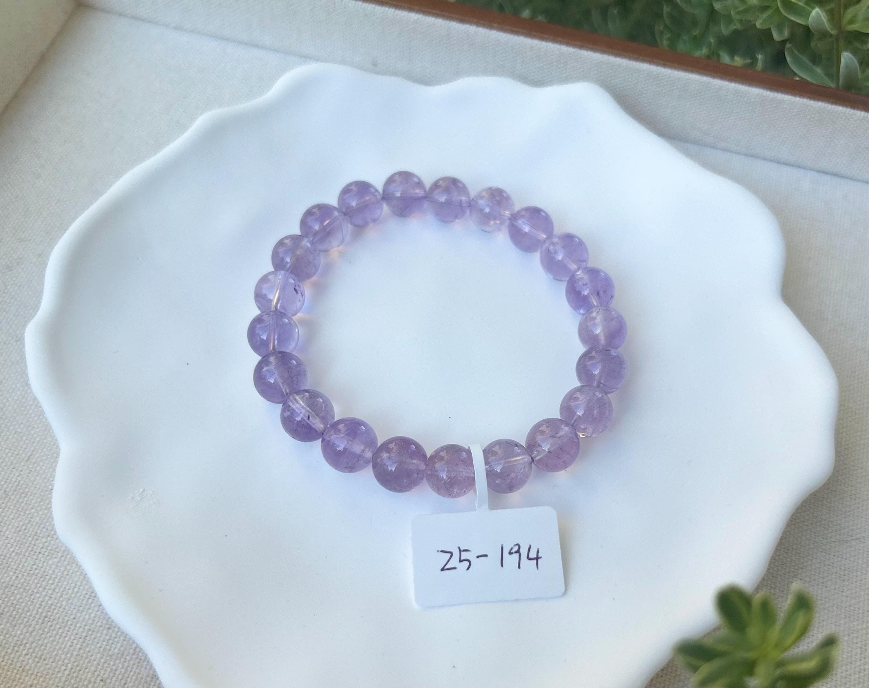 Lavender color amethyst beads bracelet, Amethyst Bracelet, 9mm beads, fits up to 16.8cm wrist. (25-194)