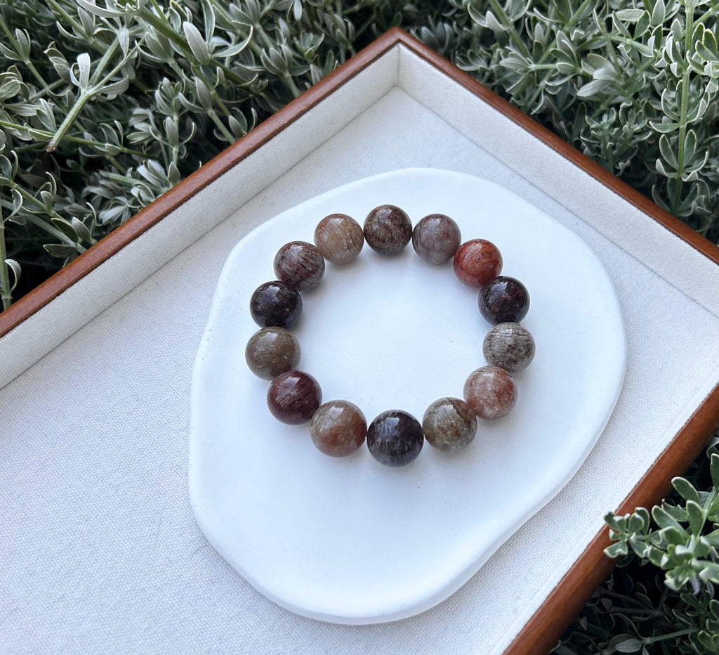 Chunky Phantom Quartz Crystal Beaded Bracelet - 16mm (25-062)