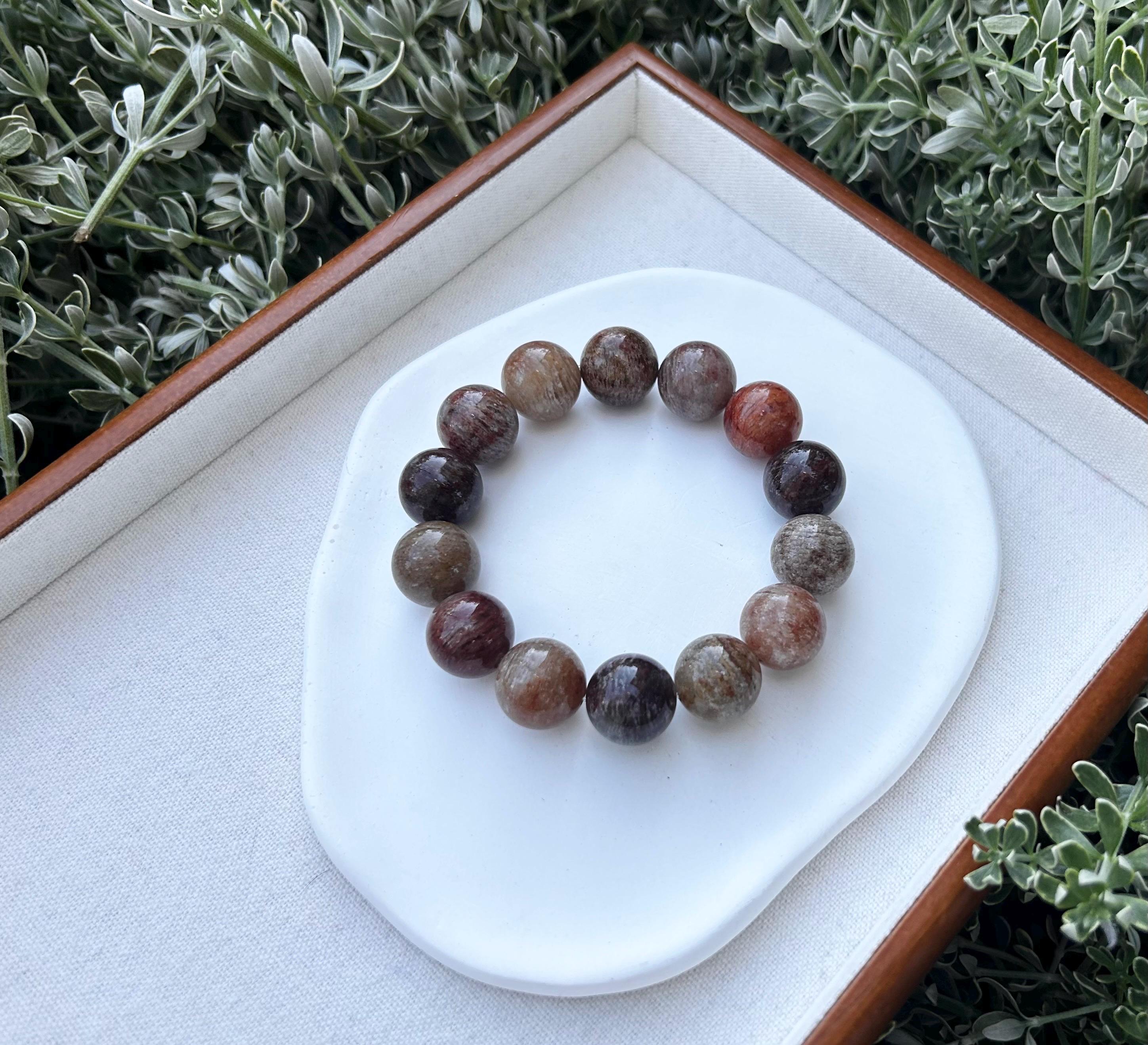 Chunky Phantom Quartz Crystal Beaded Bracelet - 16mm (25-062)