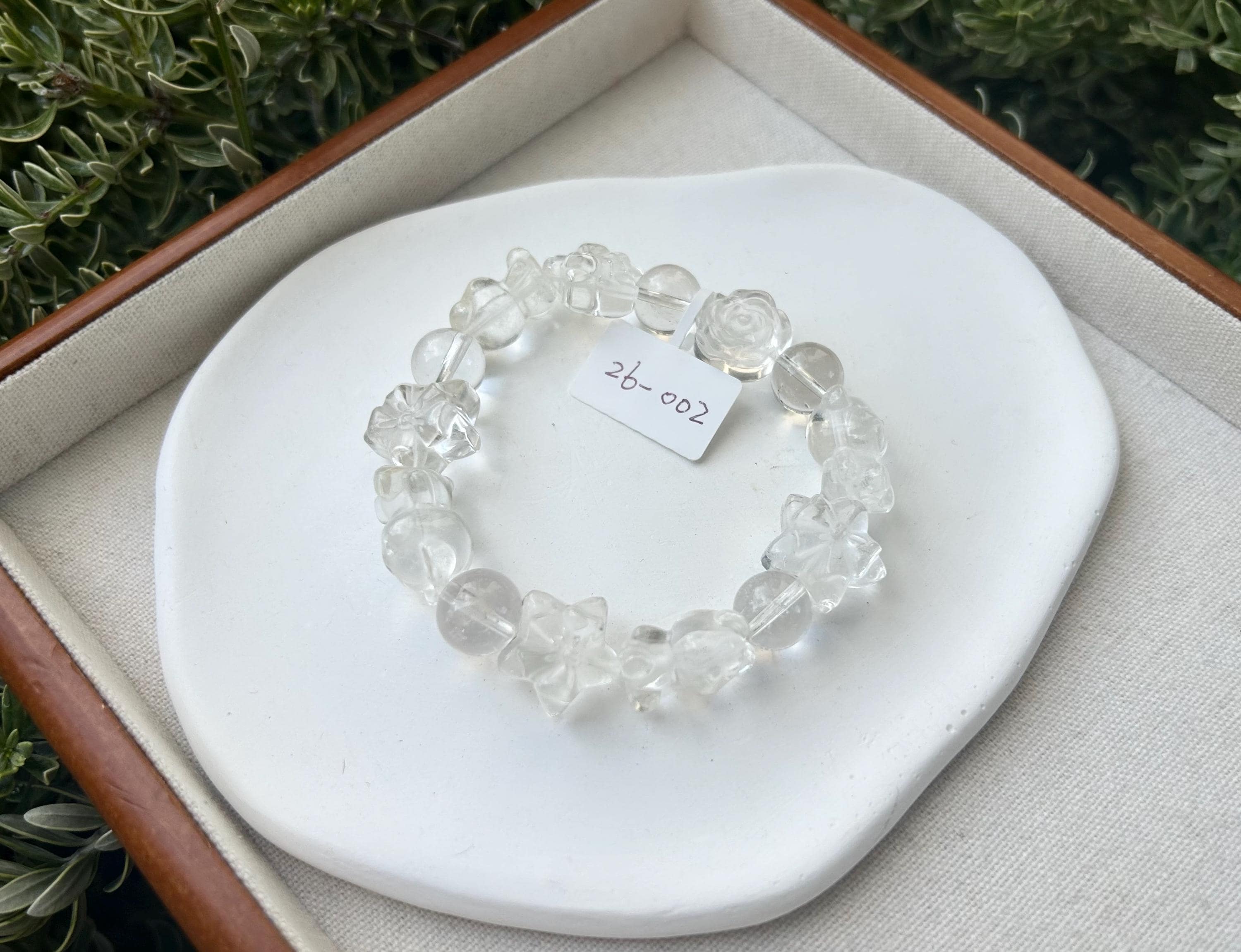 Clear quartz carving beads, Clear quartz carving bear beads, Clear Quartz Beads bracelet, fits for 16.5cm wrist (26-002)