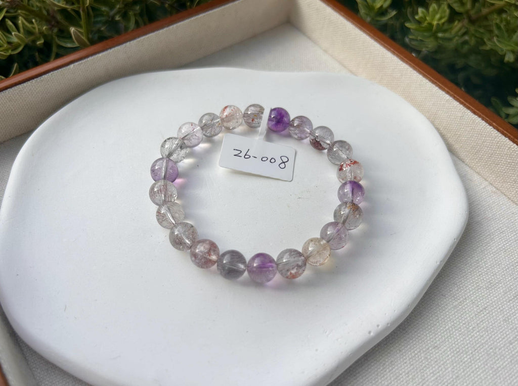 Super Seven Beads Bracelet, Clear Super seven with full of string inside, fits up to 16cm wrist - 26-008