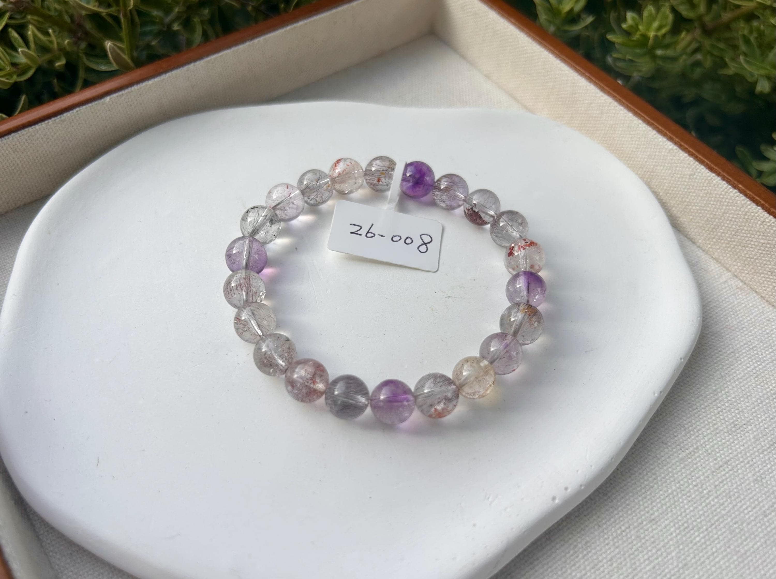 Super Seven Beads Bracelet, Clear Super seven with full of string inside, fits up to 16cm wrist - 26-008
