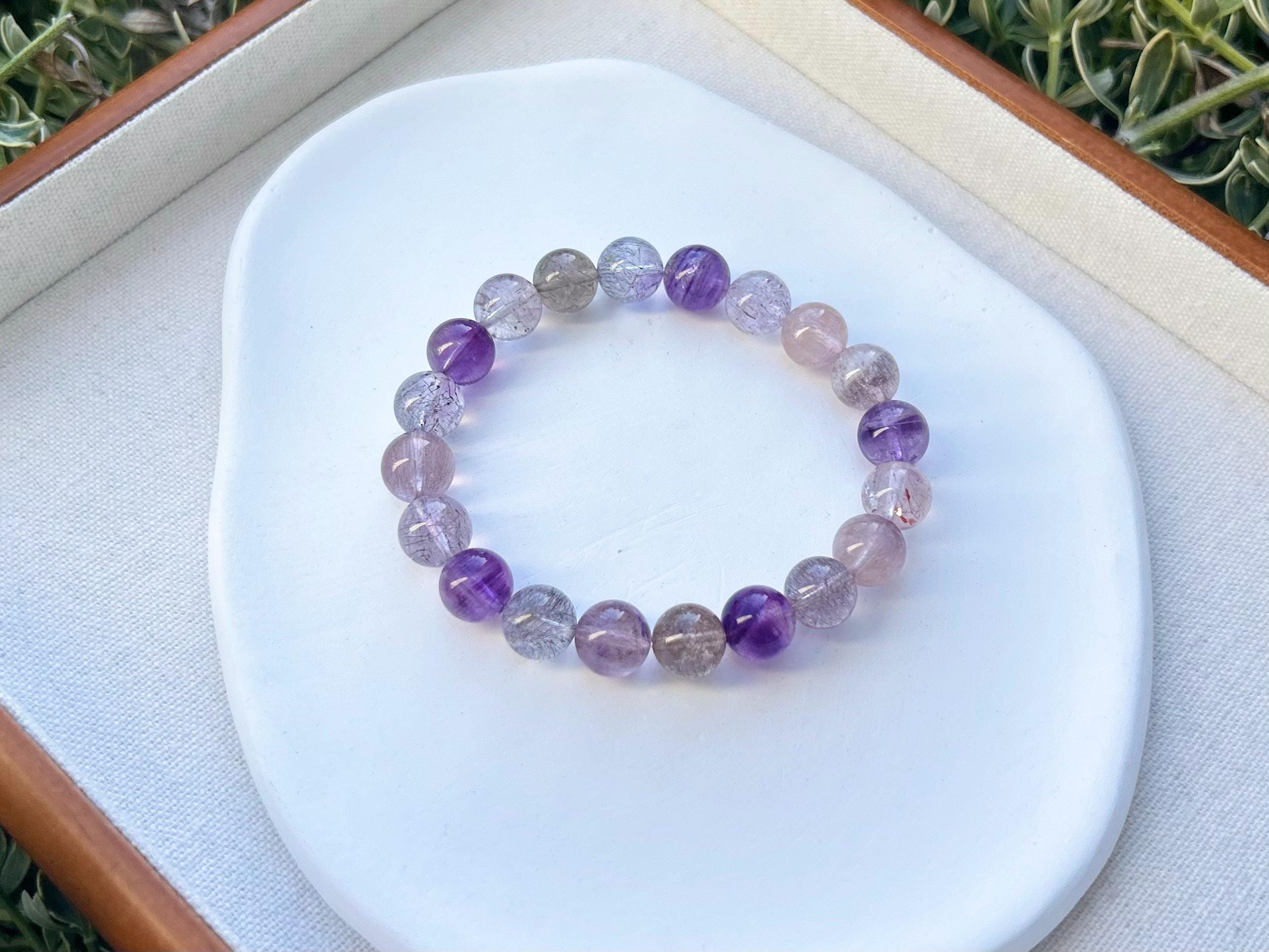High Clarity Quality Super Seven Beads Bracelet, Clear Super seven with full of string inside - 25-102