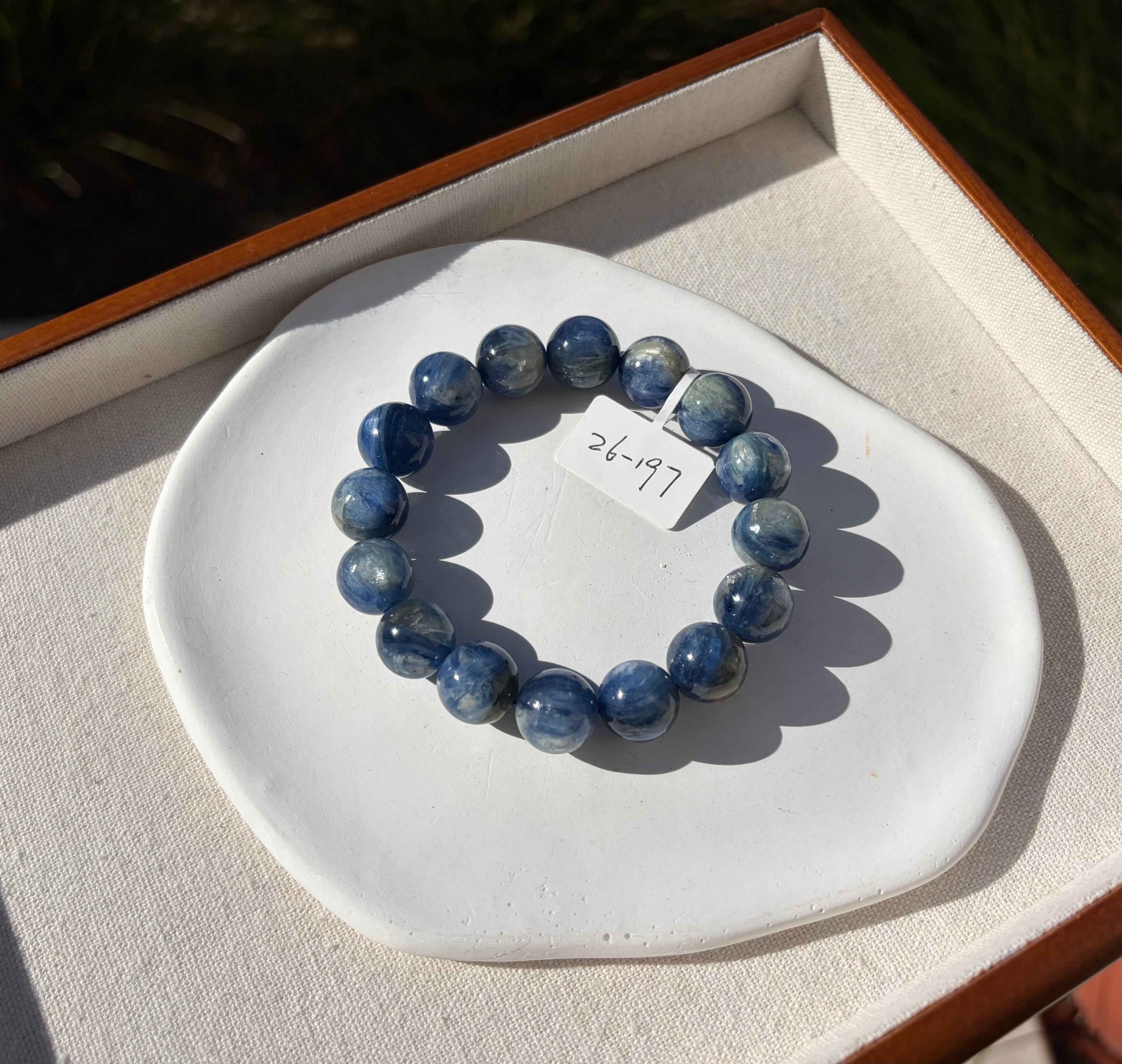 Chunky Blue Kyanite Bracelet: Genuine Green Kyanite Healing Stone, 13mm beads, fits up to 16.7cm  (26-197)