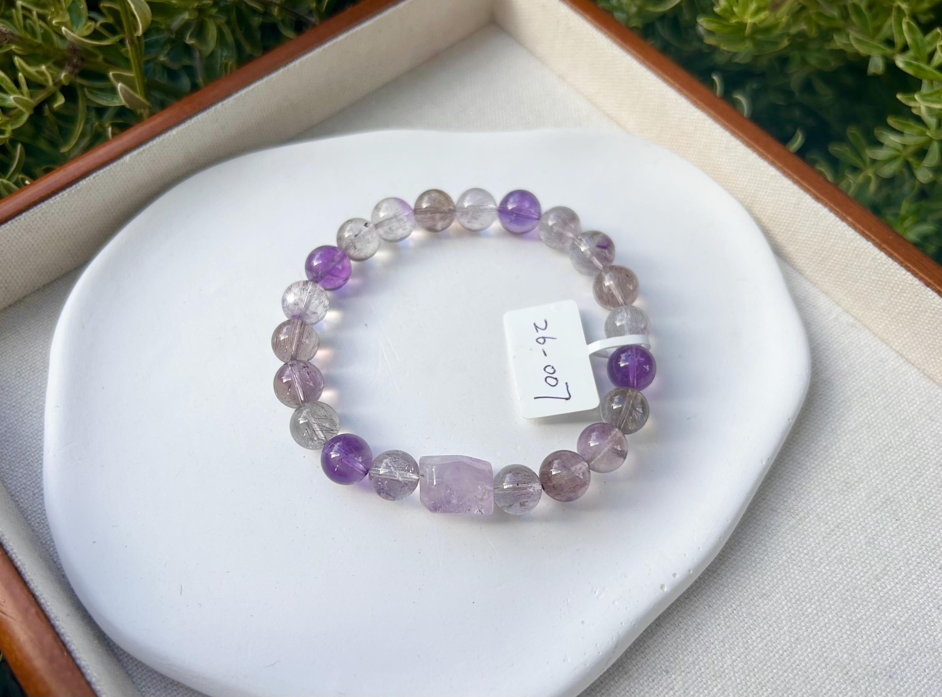 High Clarity Super Seven Beads Bracelet, Clear Super seven with full of string inside, fits up to 17cm wrist - 26-007