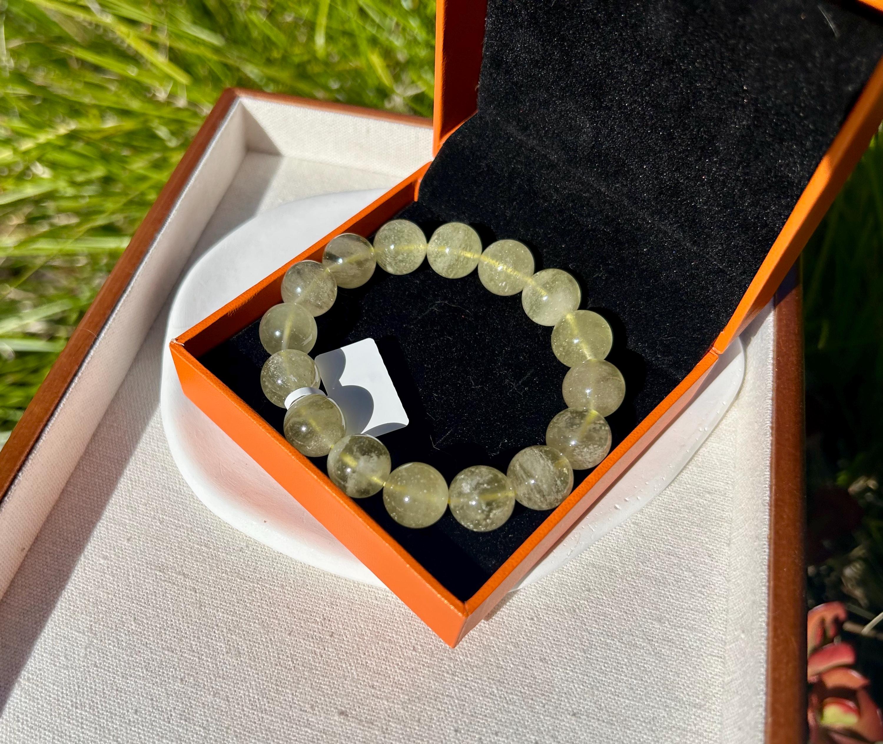 Gold Libyan Desert Glass square beads Bracelet: Tektite Beads, 13.5mm+ beads, Fits up to 17.5cm wrist (GH-46)