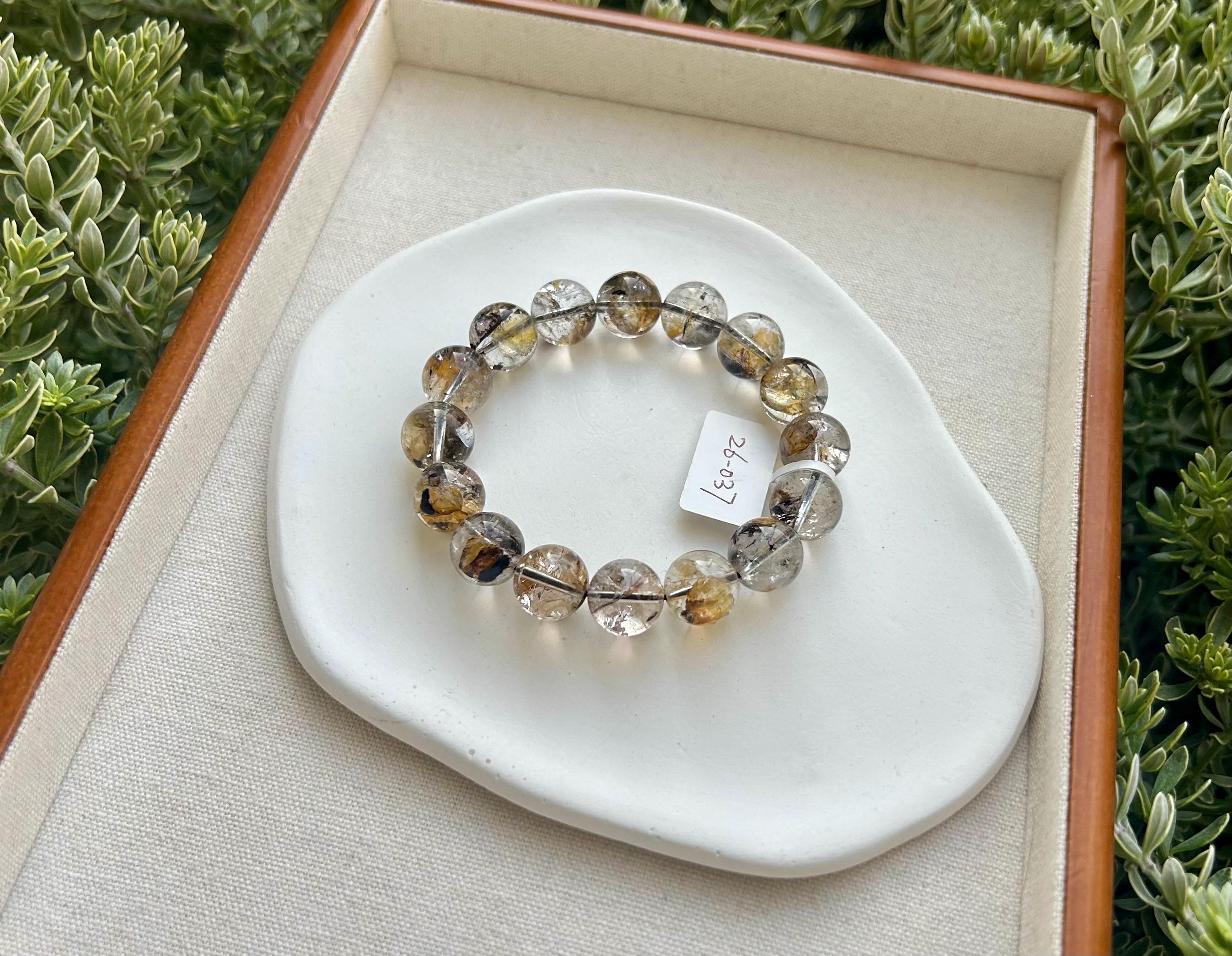 Healing Crystal, Herkimer Diamond Crystal Bracelet: High Frequency Healing Gemstone, Fits up to 17cm wrist  (26-037)