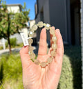 Healing Crystal, Gold Libyan Desert Glass square beads Bracelet: Tektite Beads, about 10mm beads, Fits up to 17.3cm wrist (26-166)
