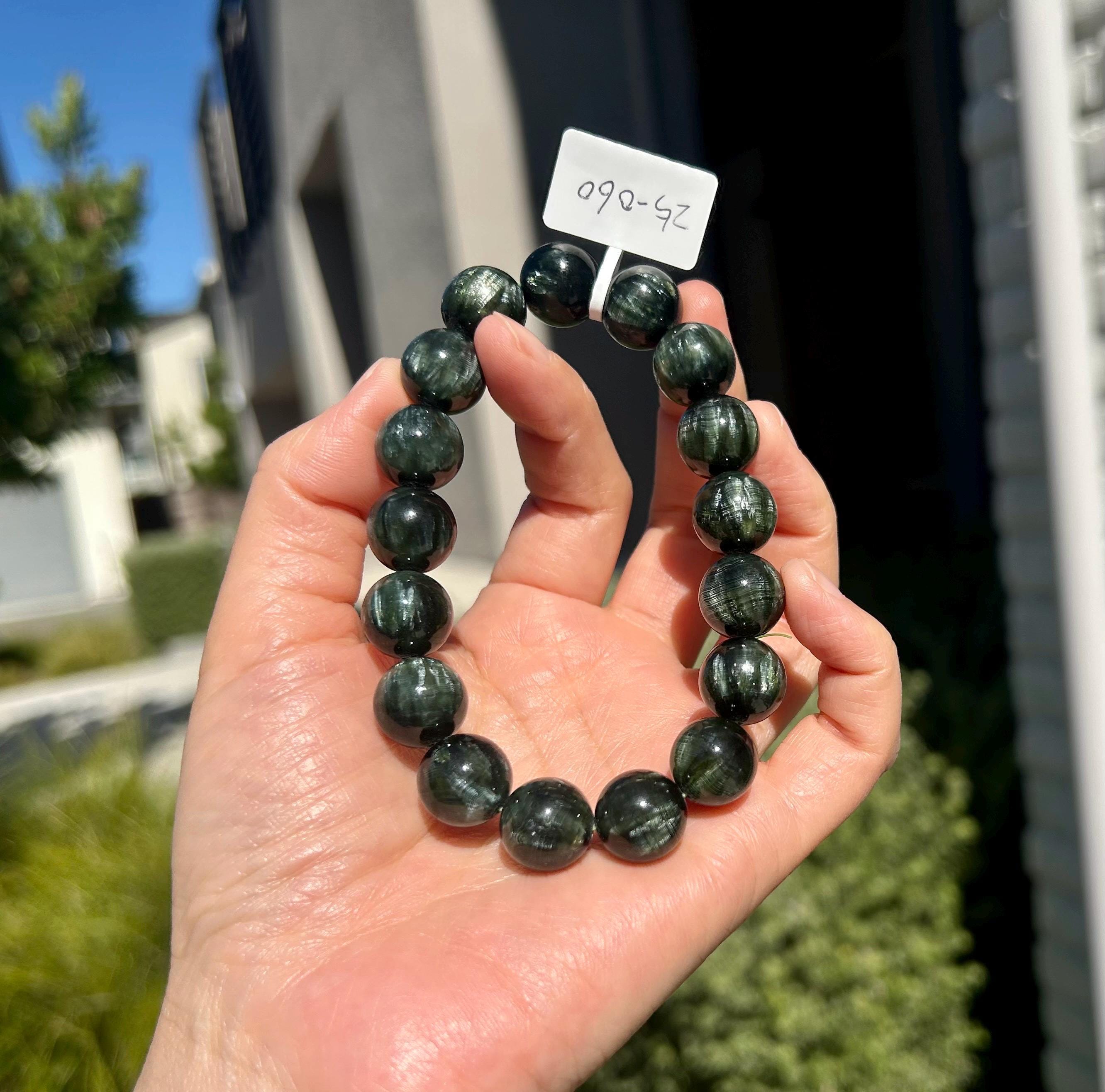Chunky Green Seraphinite Beads Bracelet - 13mm, fits up to 18.5cm wrist (25-060)