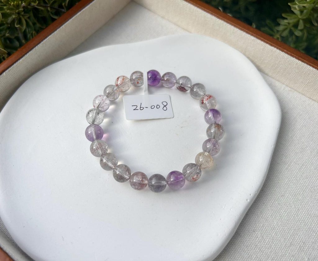 Super Seven Beads Bracelet, Clear Super seven with full of string inside, fits up to 16cm wrist - 26-008