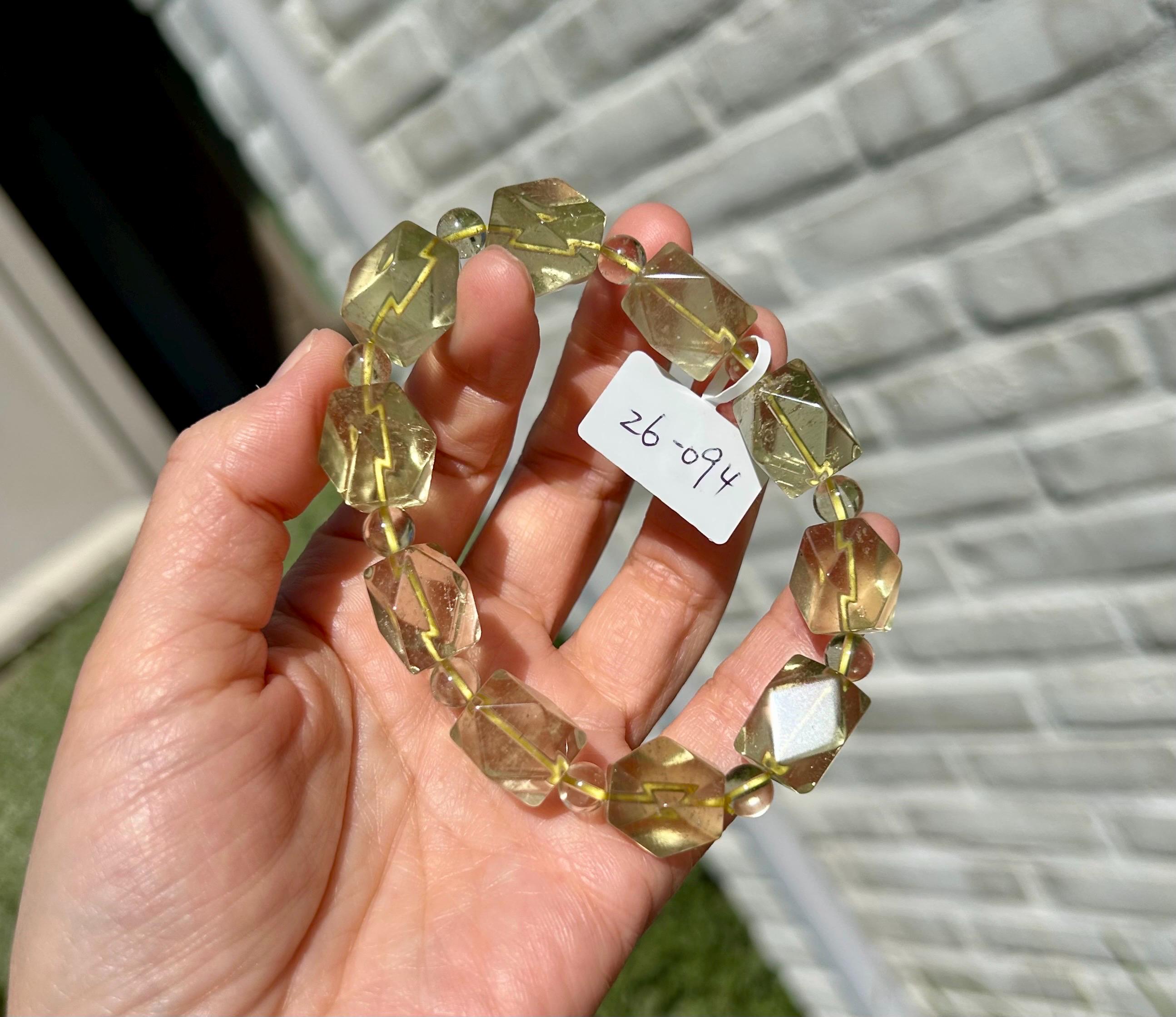 Healing Crystal, Chunky Clean Libyan Desert Glass Bead Bracelet, Gold Tektite, Wealth & Prosperity, first to 17cm wrist (26-094)