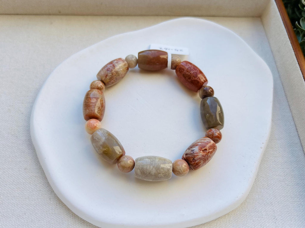 Thailand Petoskey stone bead Bracelet, fits up to 17cm wrist (25-162)