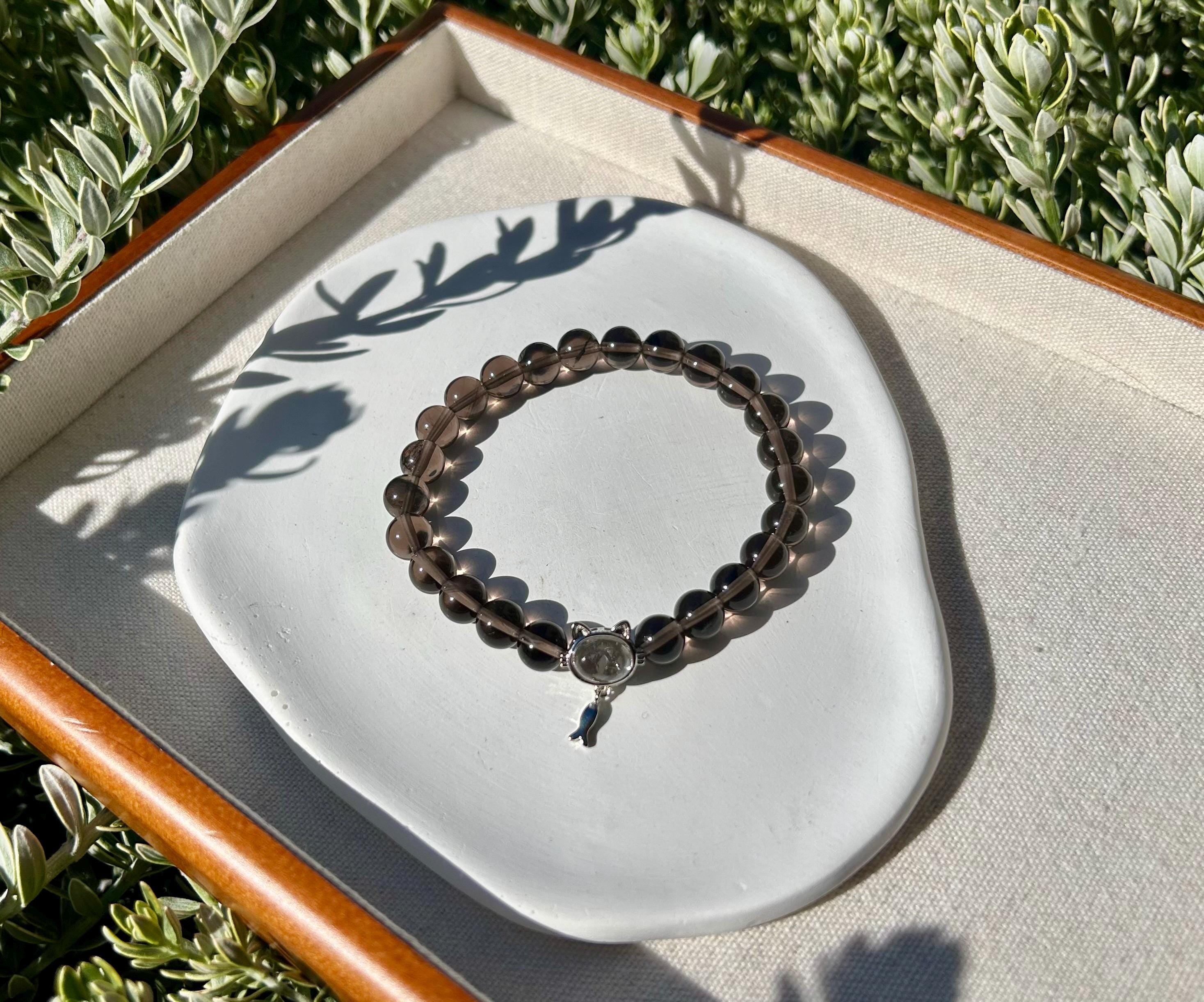 Clear obsidian beads bracelet, good healing and protective stone bracelet, fits up to 17cm wrist (26-057)