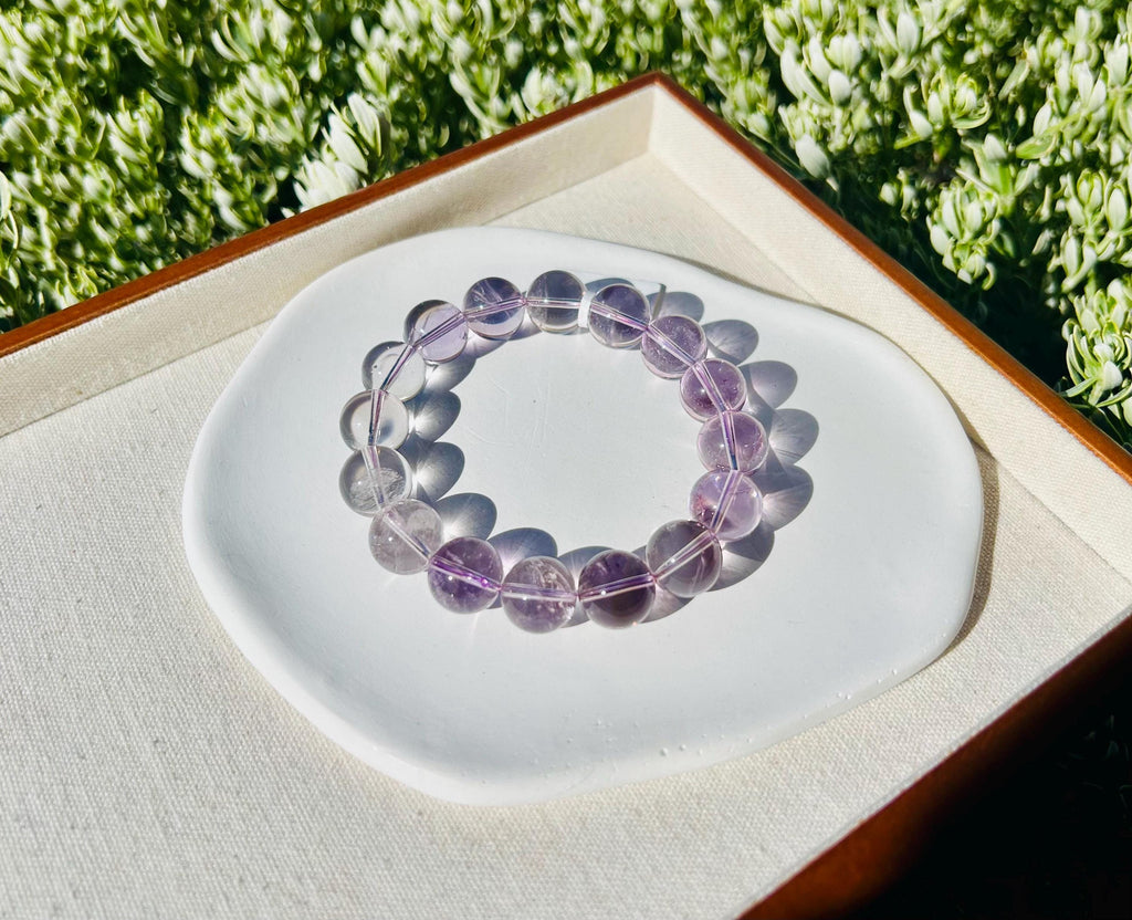 Natural Chunky light color Amethyst Beaded Bracelet, 13mm+ chunky amethyst beads bracelet, Healing Stone, Fits up to 17.5cm wrist)  (26-078)