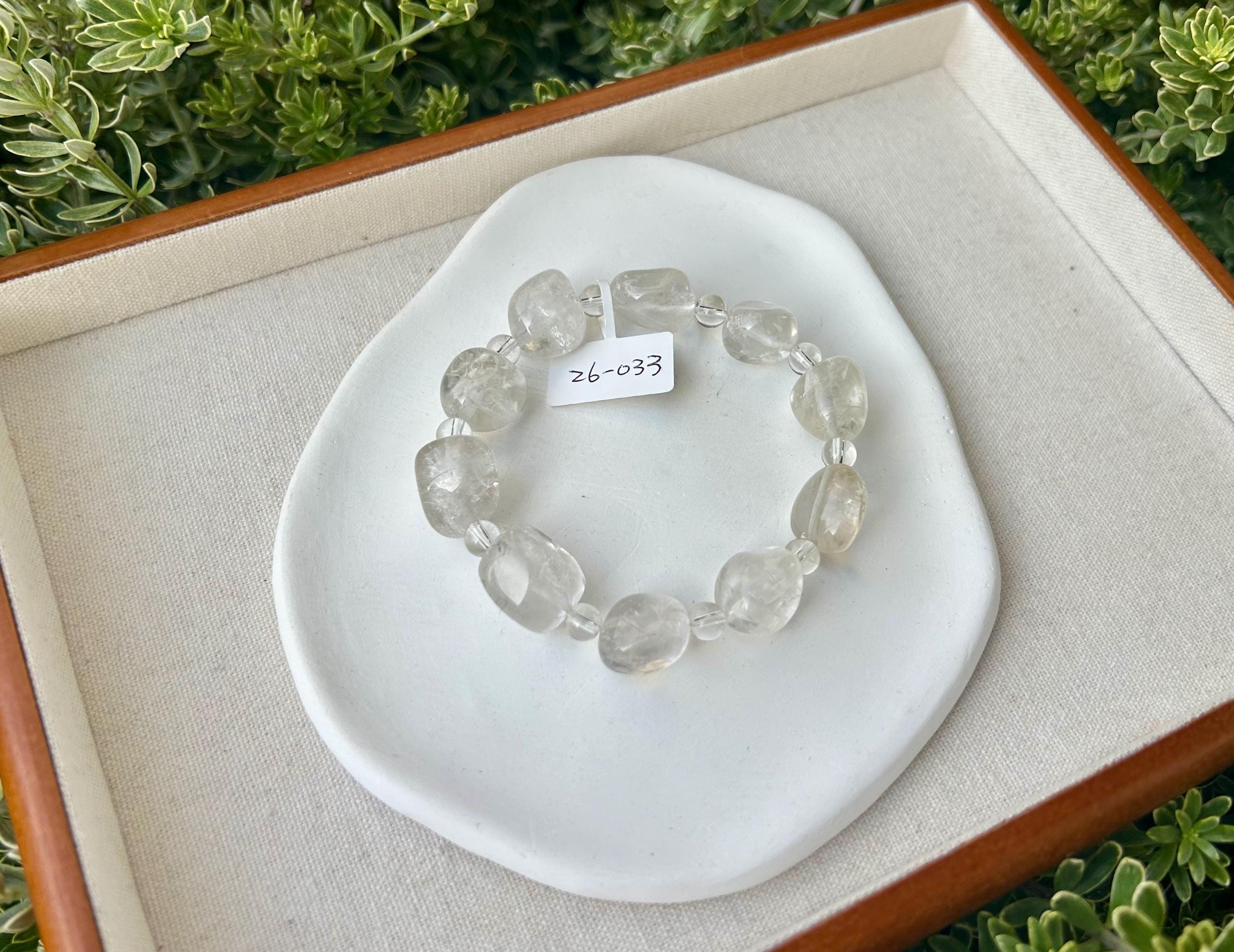 Clear Quartz Crystal Nugget Bracelet - Natural Stone Jewelry, fits up to 17.5cm wrist (26-033)