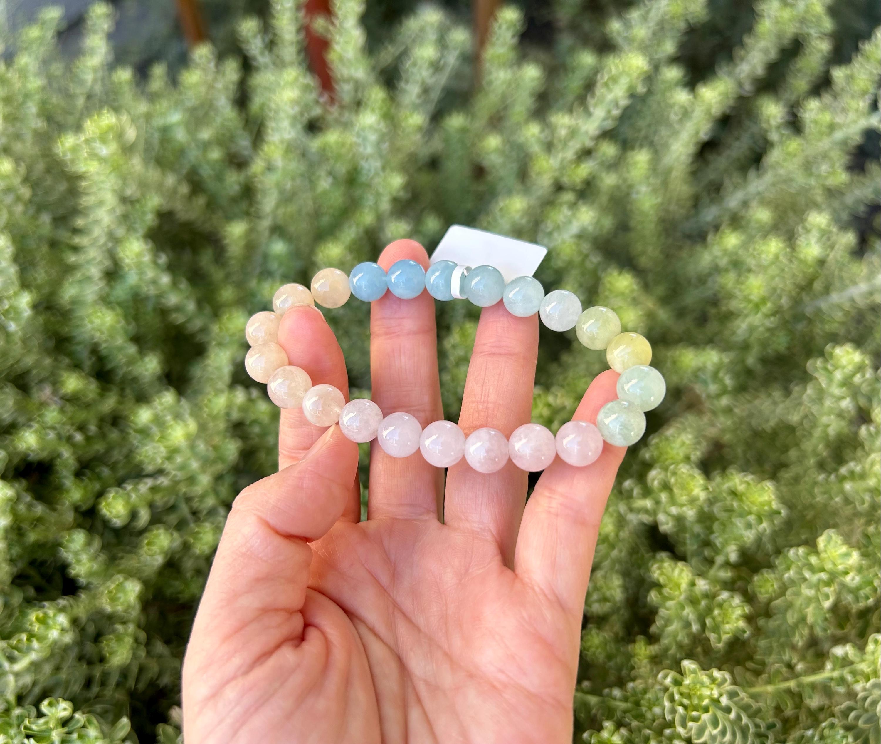 Natural morganite bead stretchy Bracelet, Genuine Morganite Crystal bracelet (26-080)