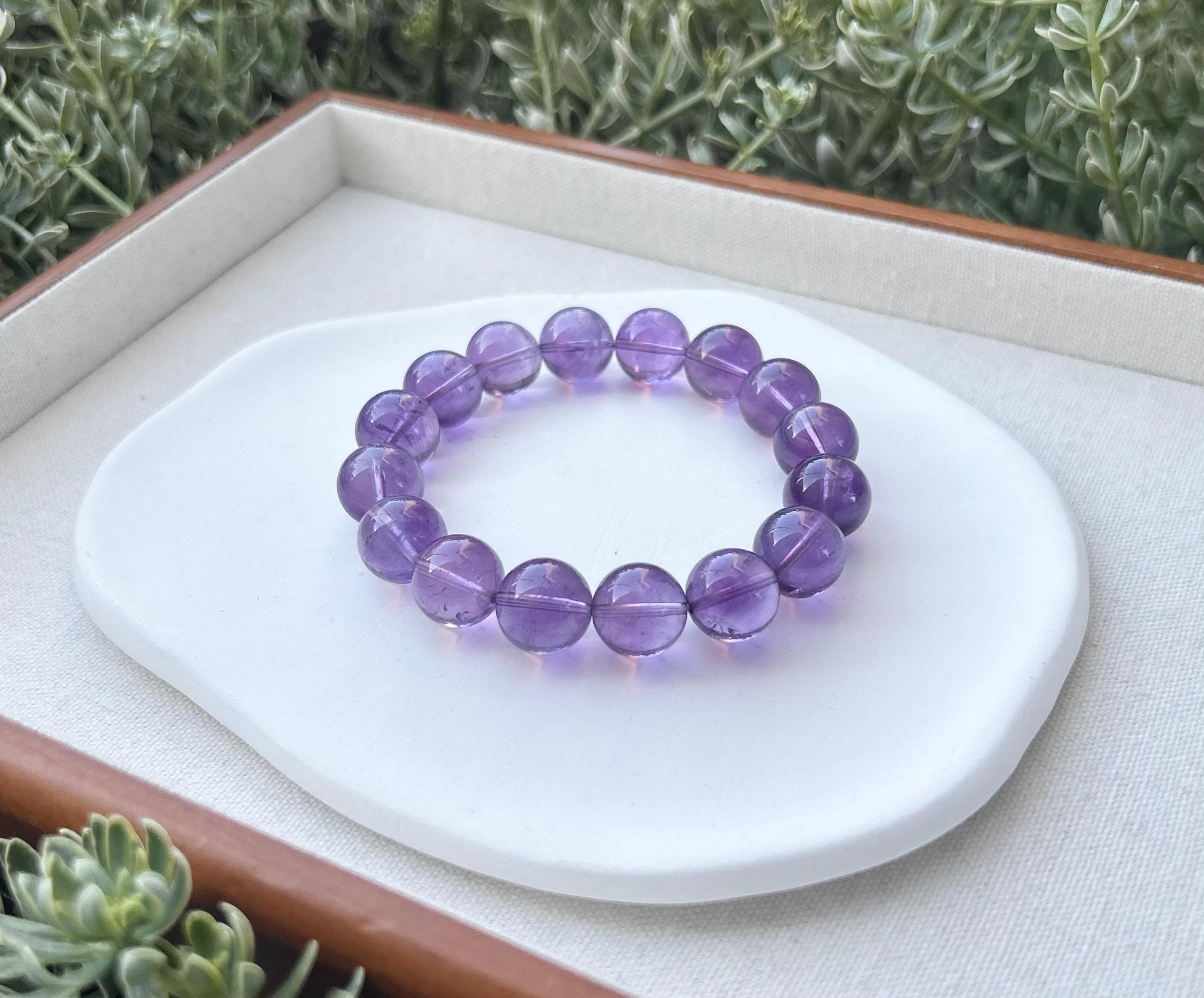 Chunky Amethyst Beaded Bracelet: Natural Crystal, Healing Stone (13mm, Fits 16.7cm Wrist)  (25-128)
