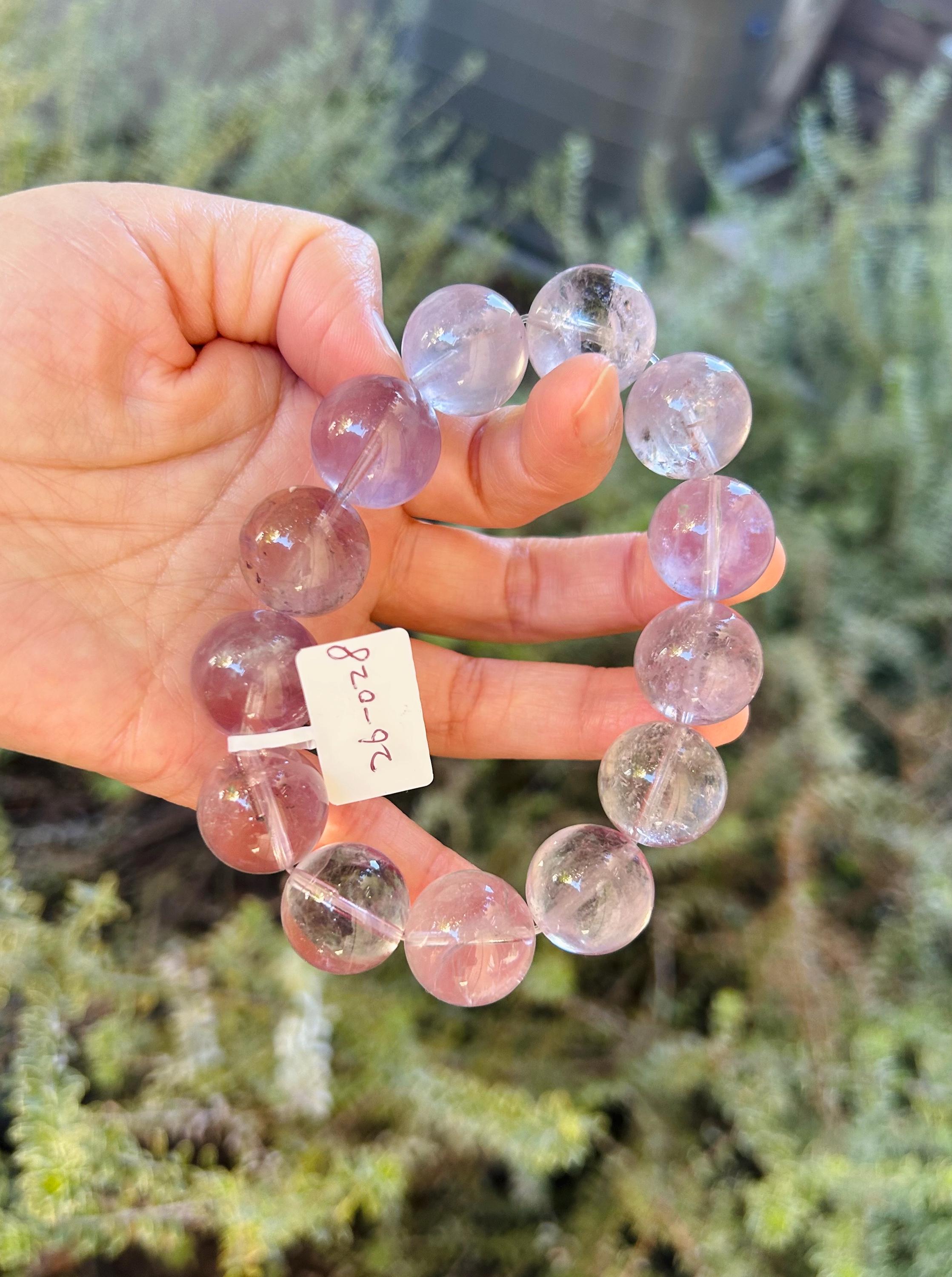 Light purple Natural Chunky Amethyst Beaded Bracelet, 17mm chunky amethyst beads, Healing Stone, Fits up to 17.2cm wrist)  (26-028)