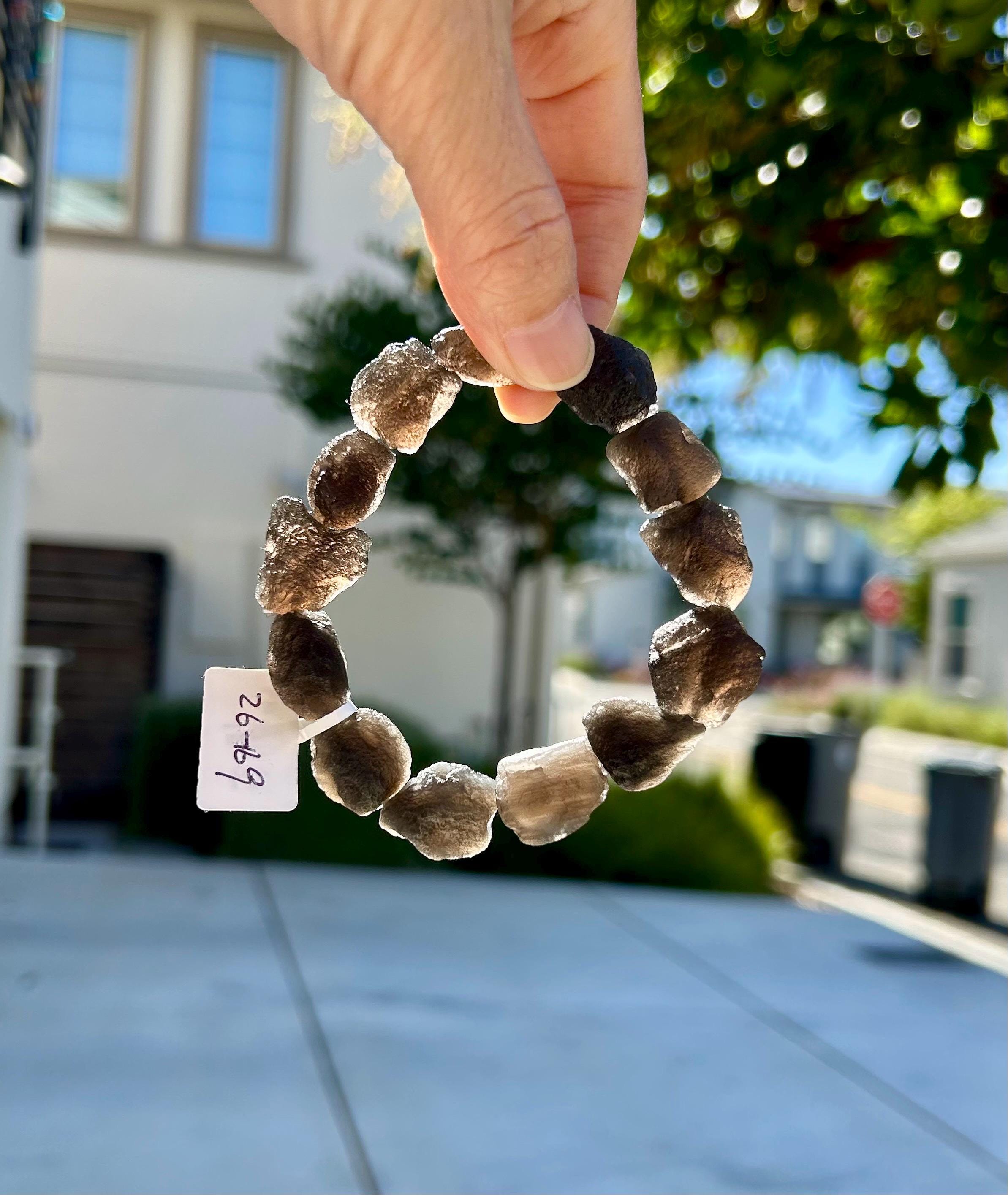 Natural Cintamani Saffordite Tektite Beaded Bracelet - Wishing Stone, fits up to 16.8cm wrist (26-169)