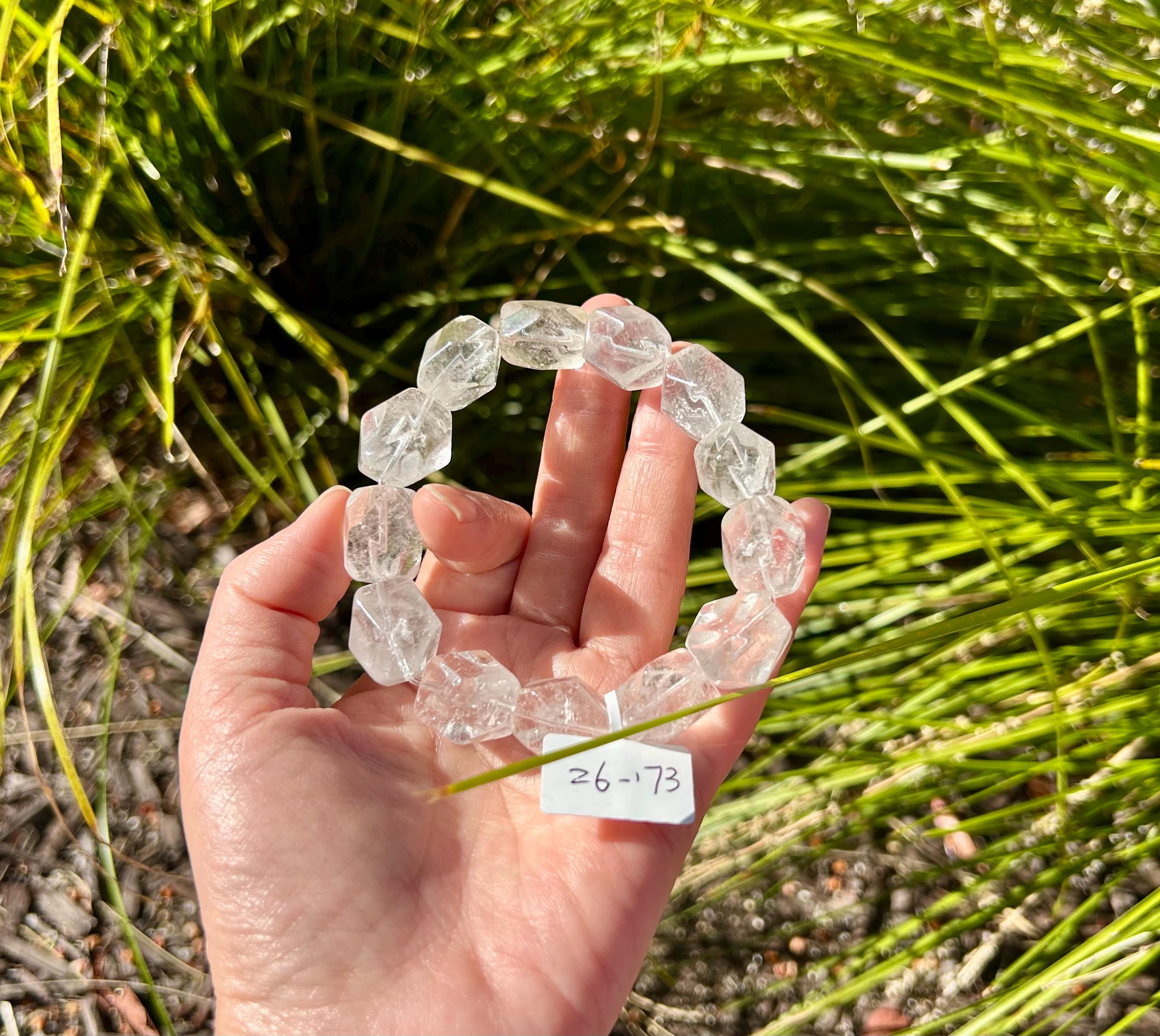 Clear Quartz Crystal Nugget Bracelet, fits up to 17.5cm wrist (26-173)