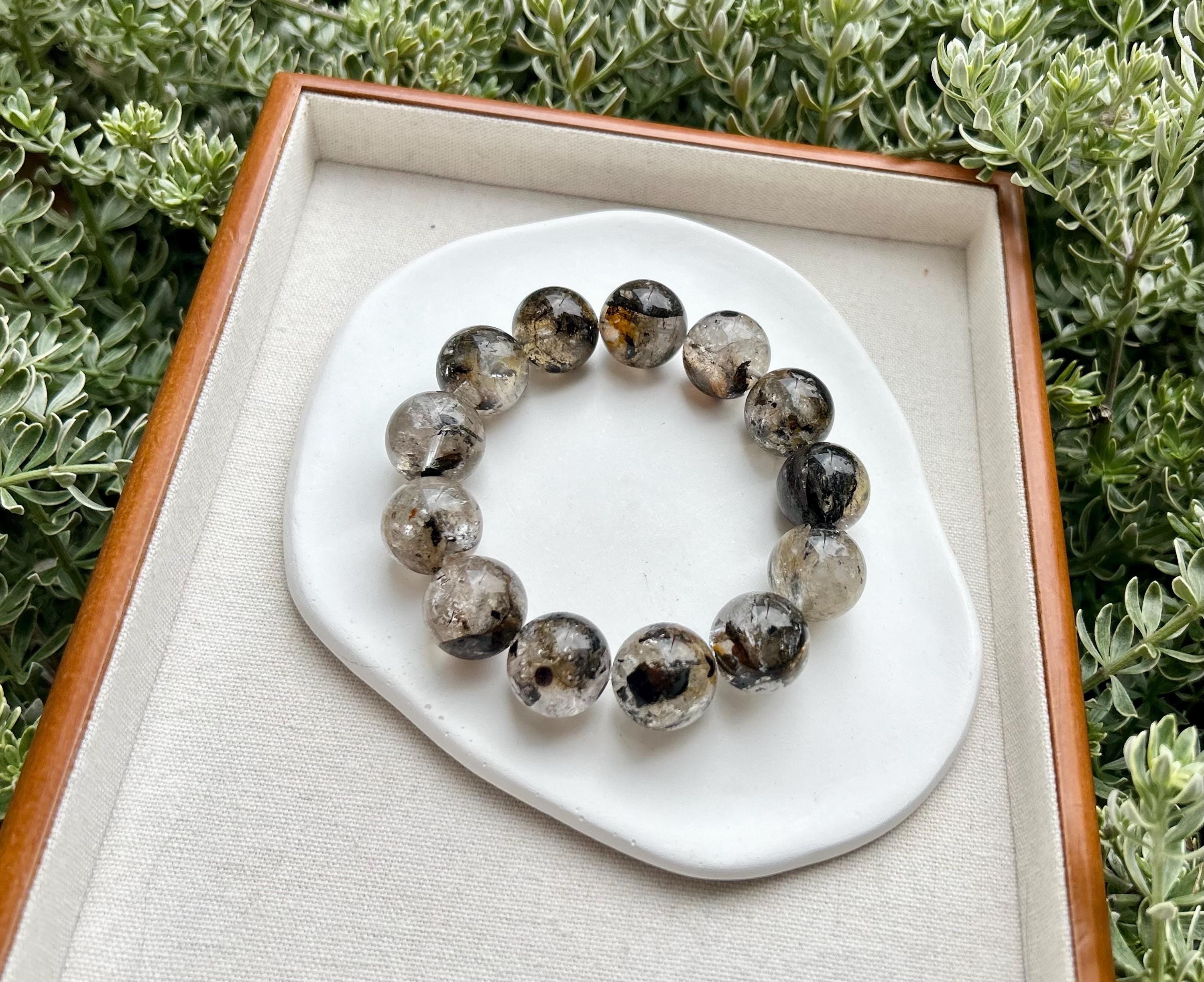 Healing Crystal, Herkimer Diamond Bracelet: Raw Golden Clay Quartz, Huge 18mm beads, fits up to 19cm wrist large size bracelet (GH-018)