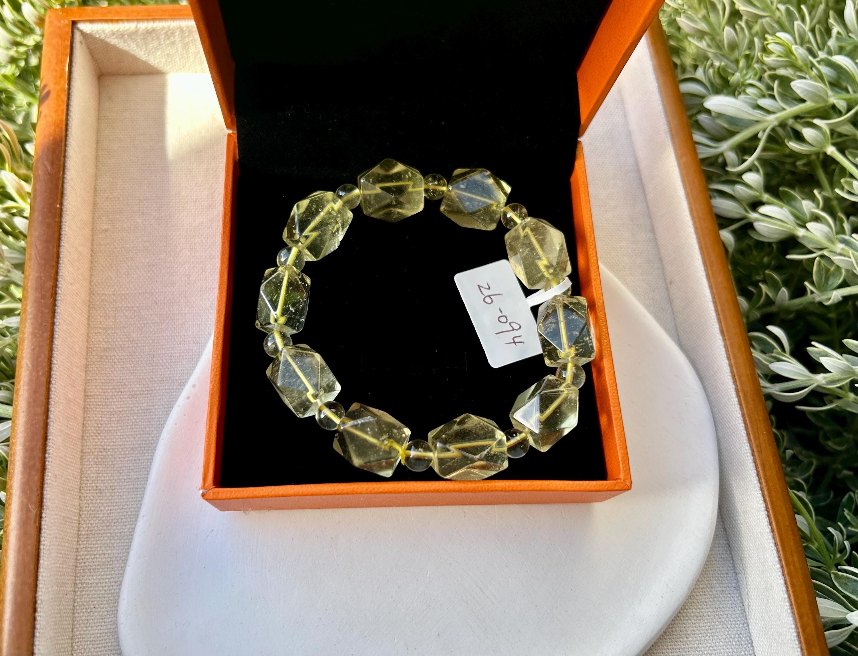Healing Crystal, Chunky Clean Libyan Desert Glass Bead Bracelet, Gold Tektite, Wealth & Prosperity, first to 17cm wrist (26-094)