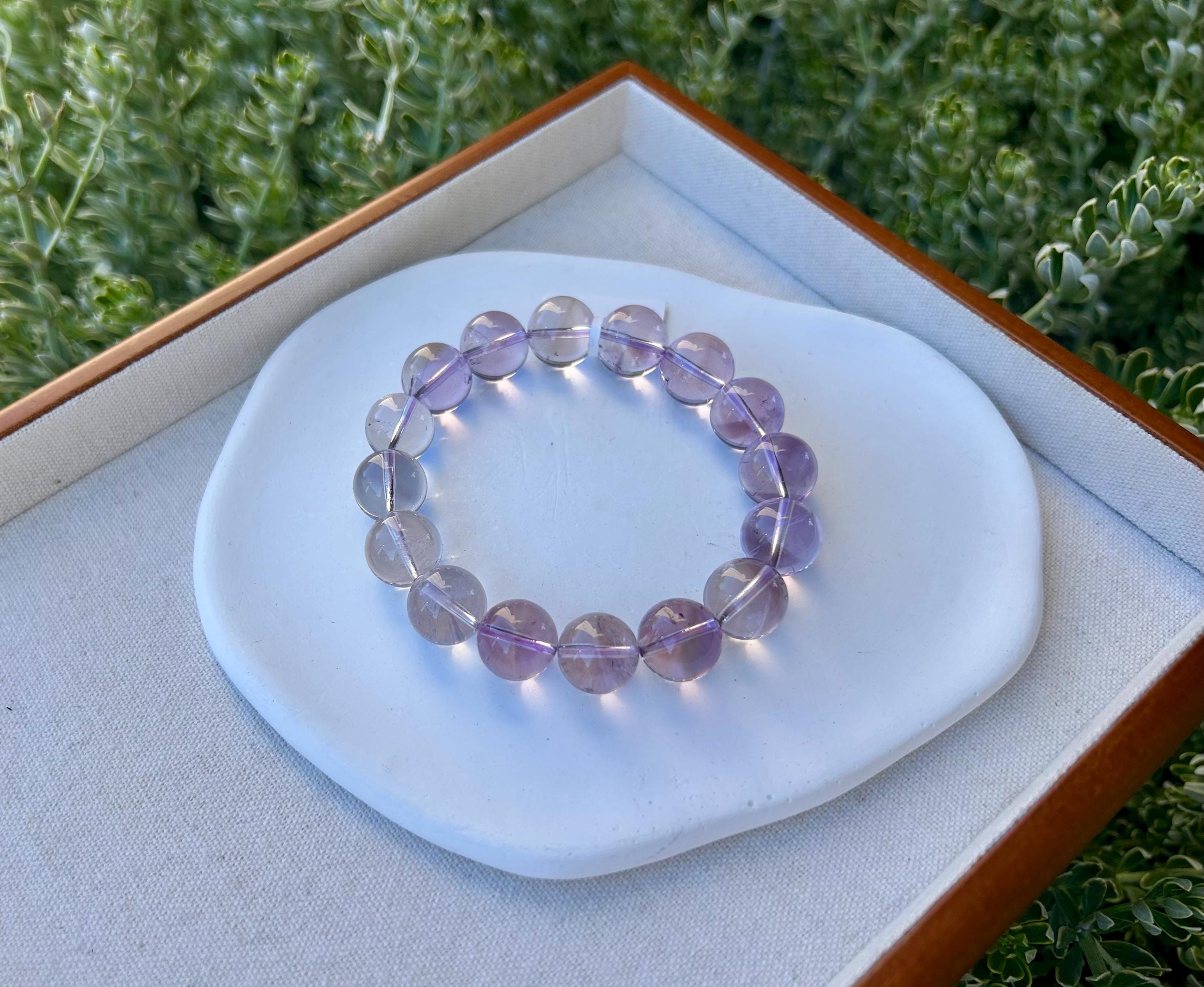 Natural Chunky light color Amethyst Beaded Bracelet, 13mm+ chunky amethyst beads bracelet, Healing Stone, Fits up to 17.5cm wrist)  (26-078)