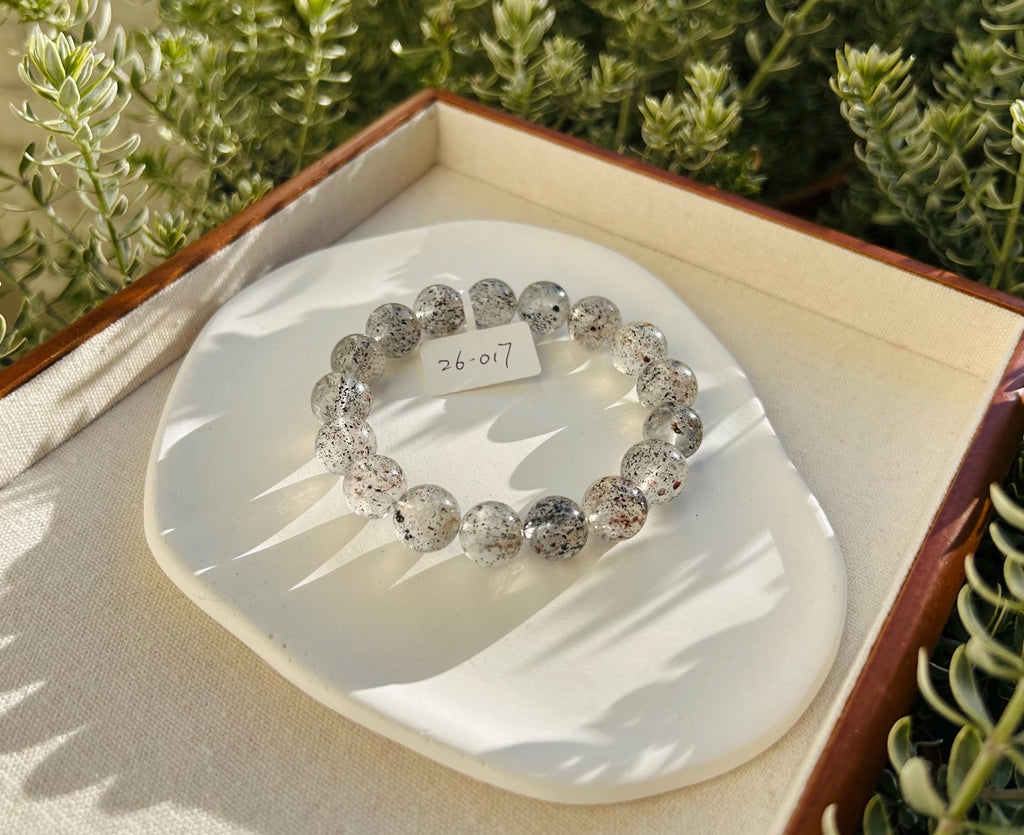 Biotite in Quartz beads Bracelet - 12mm Beads, Fits 17cm Wrist,  (26-017)