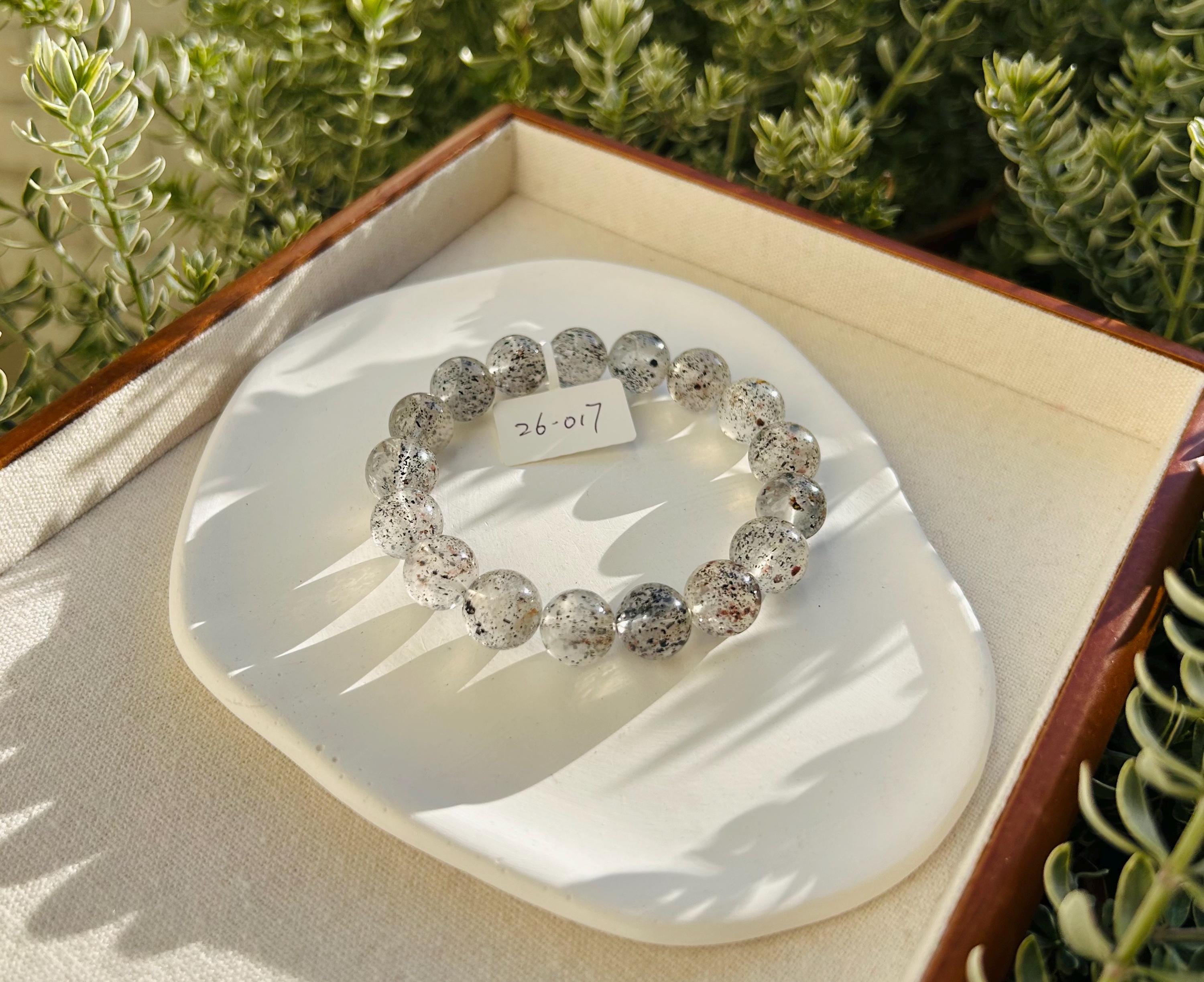 Biotite in Quartz beads Bracelet - 12mm Beads, Fits 17cm Wrist,  (26-017)