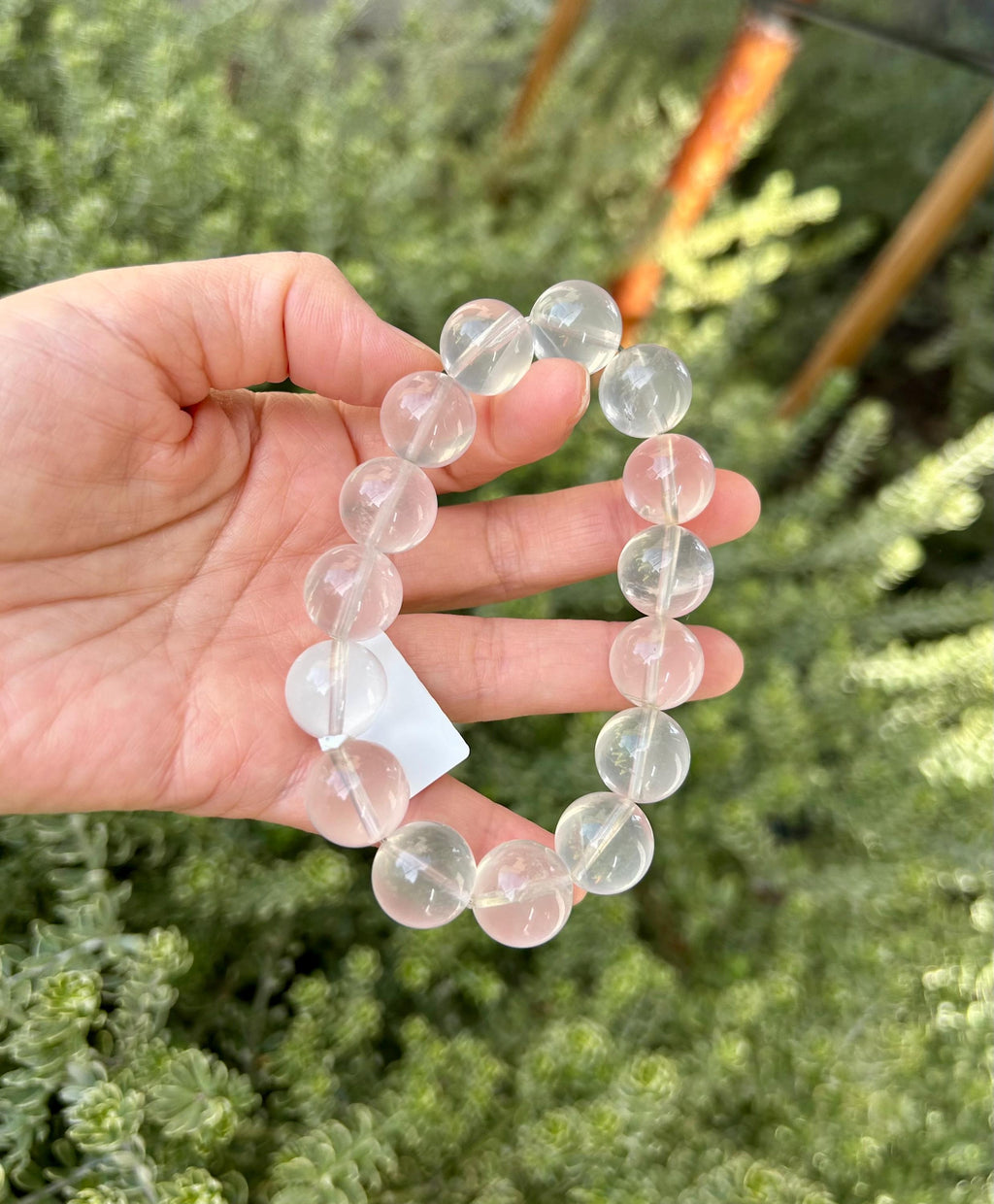 Chunky Pretty Milky Clear Quartz crystal Bracelet - 14mm beads,  Fits up to 17cm wrist (26-043)